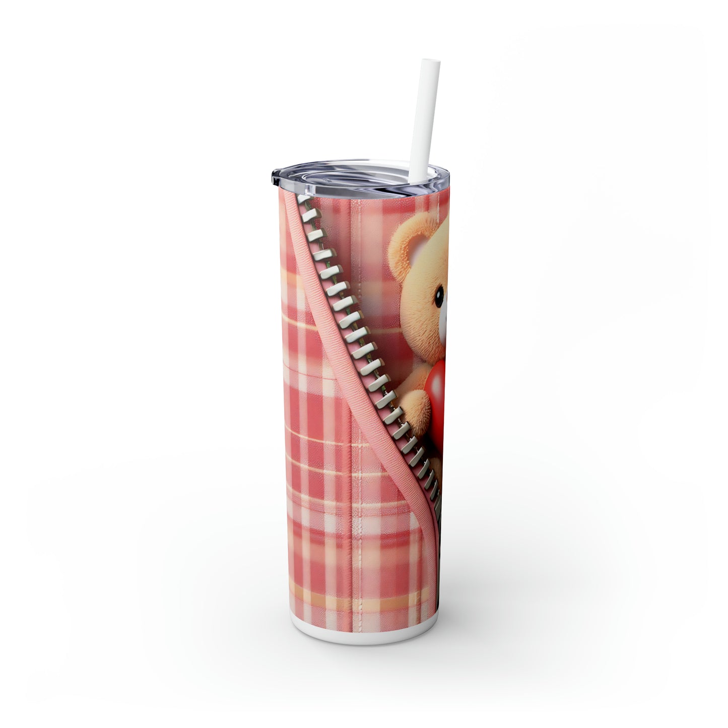 Skinny Tumbler with Straw, 20oz, Bear, Valentines Day, awd-1007