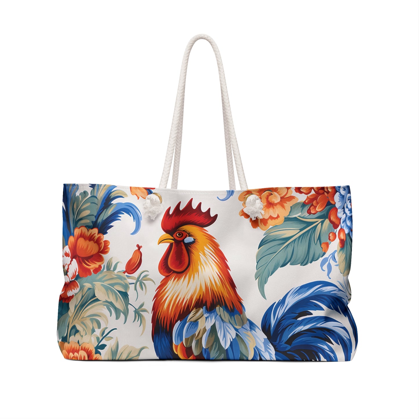 Personalised/Non-Personalised Weekender Bag, Chicken/Rooster, Large Weekender Bag, Beach Bag, Book Bag