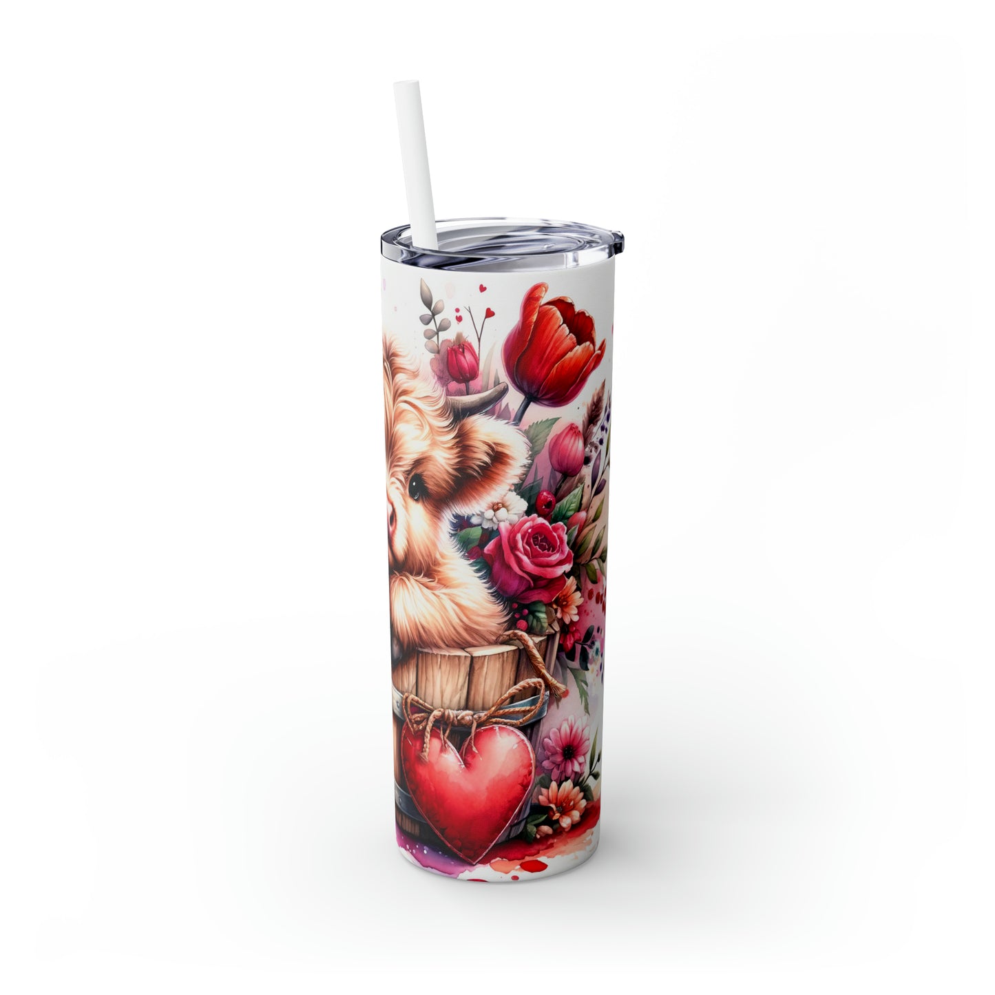 Skinny Tumbler with Straw, 20oz, Baby Highland Cow