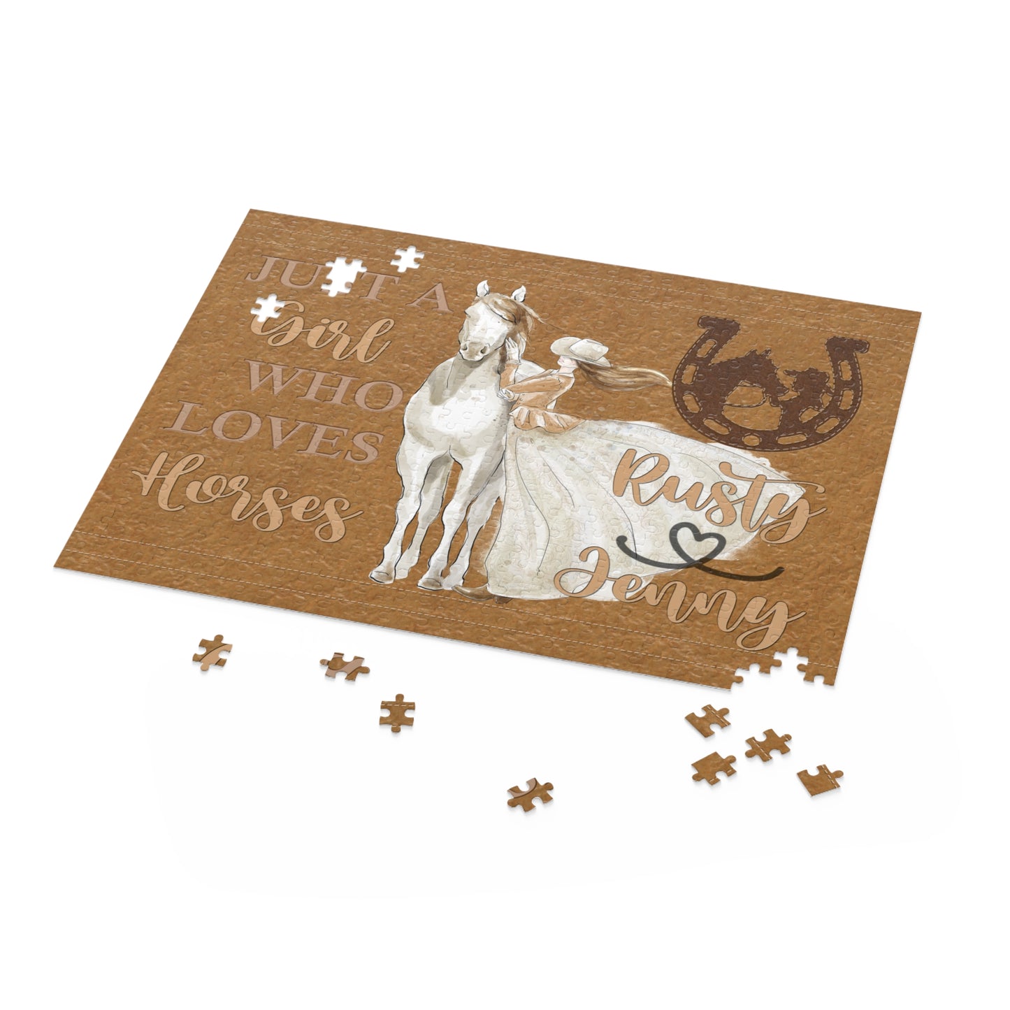 Personalised/Non-Personalised Puzzle, Just a Girl Who Loves Horses (120, 252, 500-Piece)