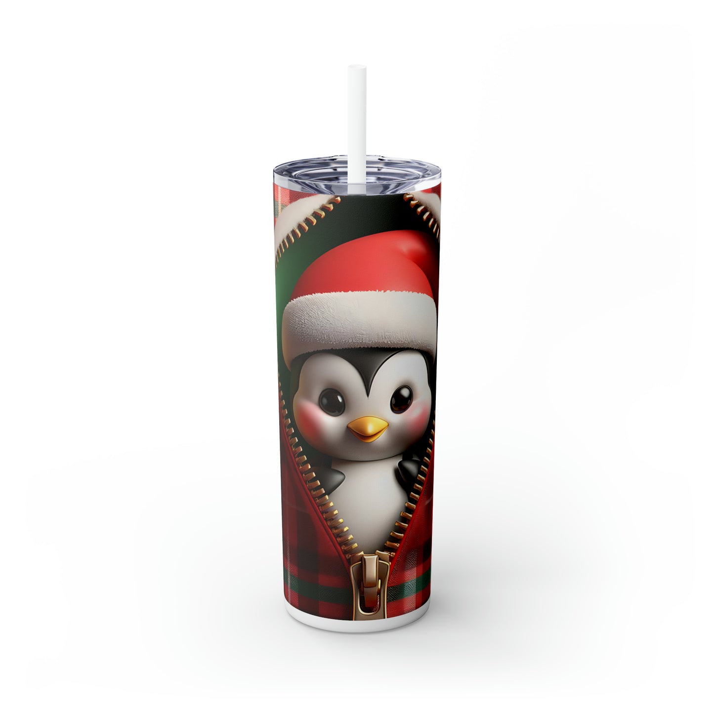 Skinny Tumbler with Straw, 20oz, Penguin