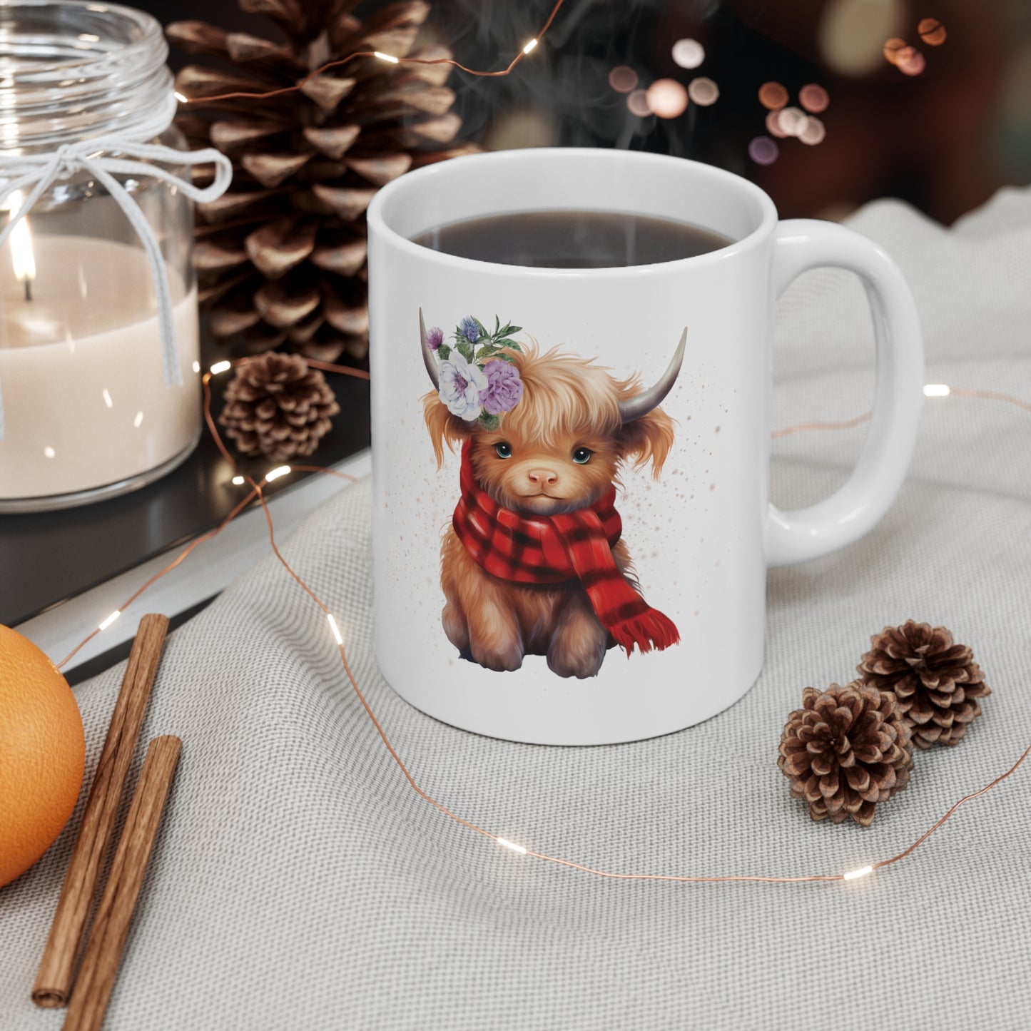 Personalised/Non Personalised Highland Cow, Ceramic Mug 11oz, Highland Cow Mug