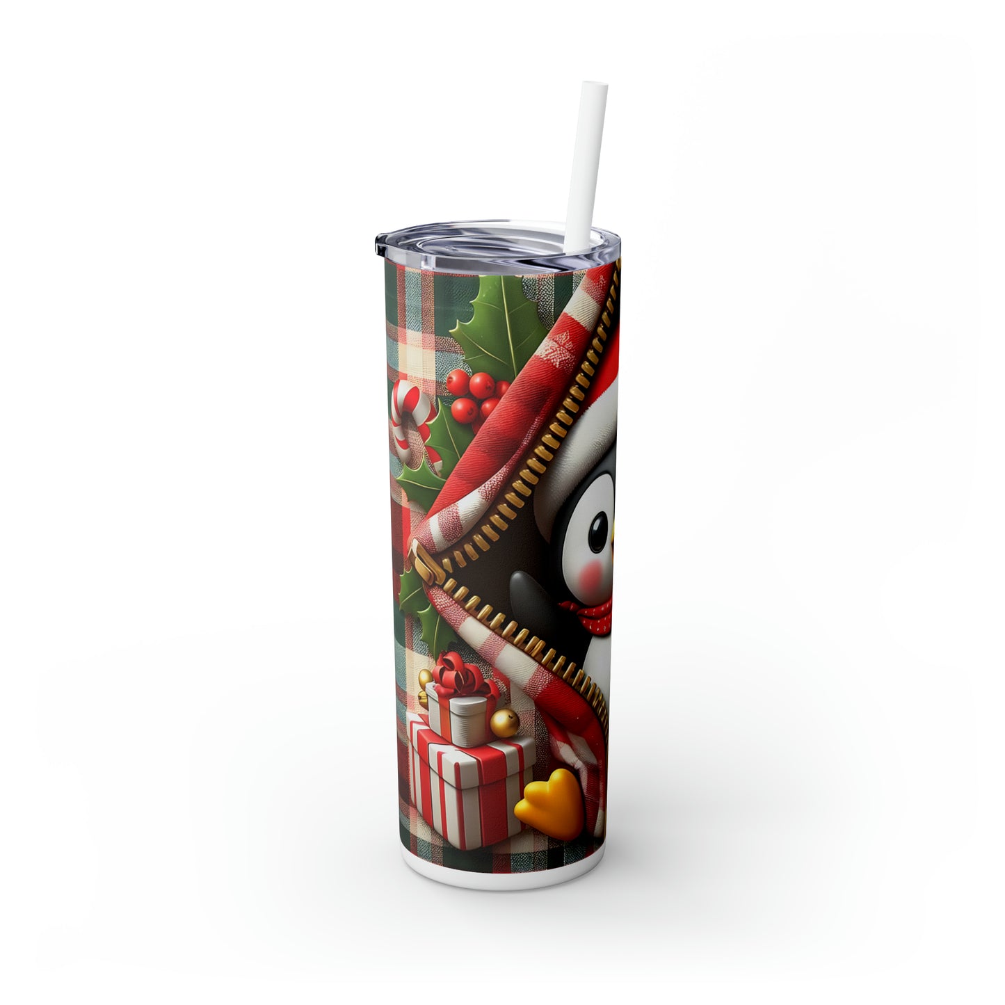 Skinny Tumbler with Straw, 20oz, Penguin