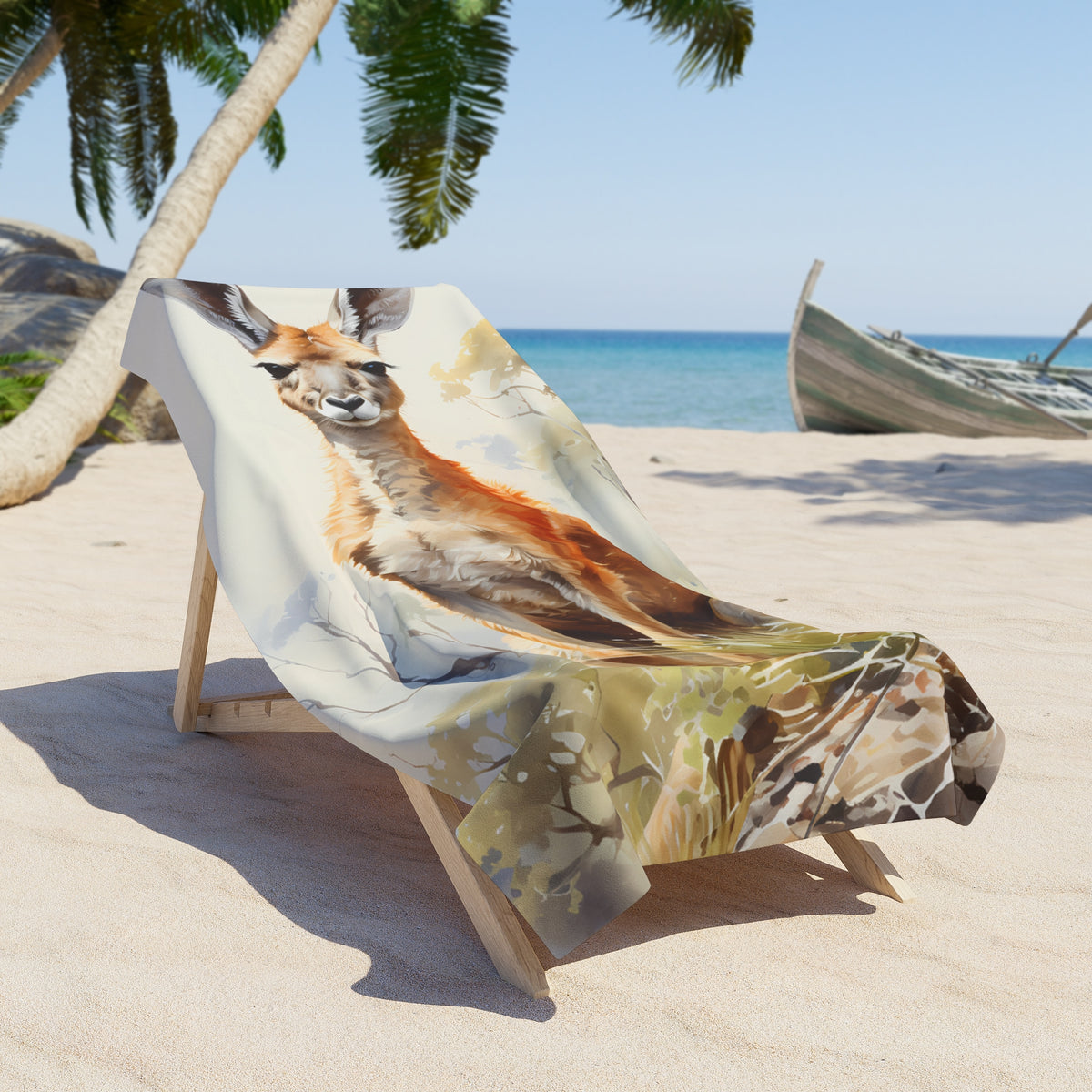 Beach Towel, Australian Animals, Kangaroo, Polycotton Towel, 2 sizes Available