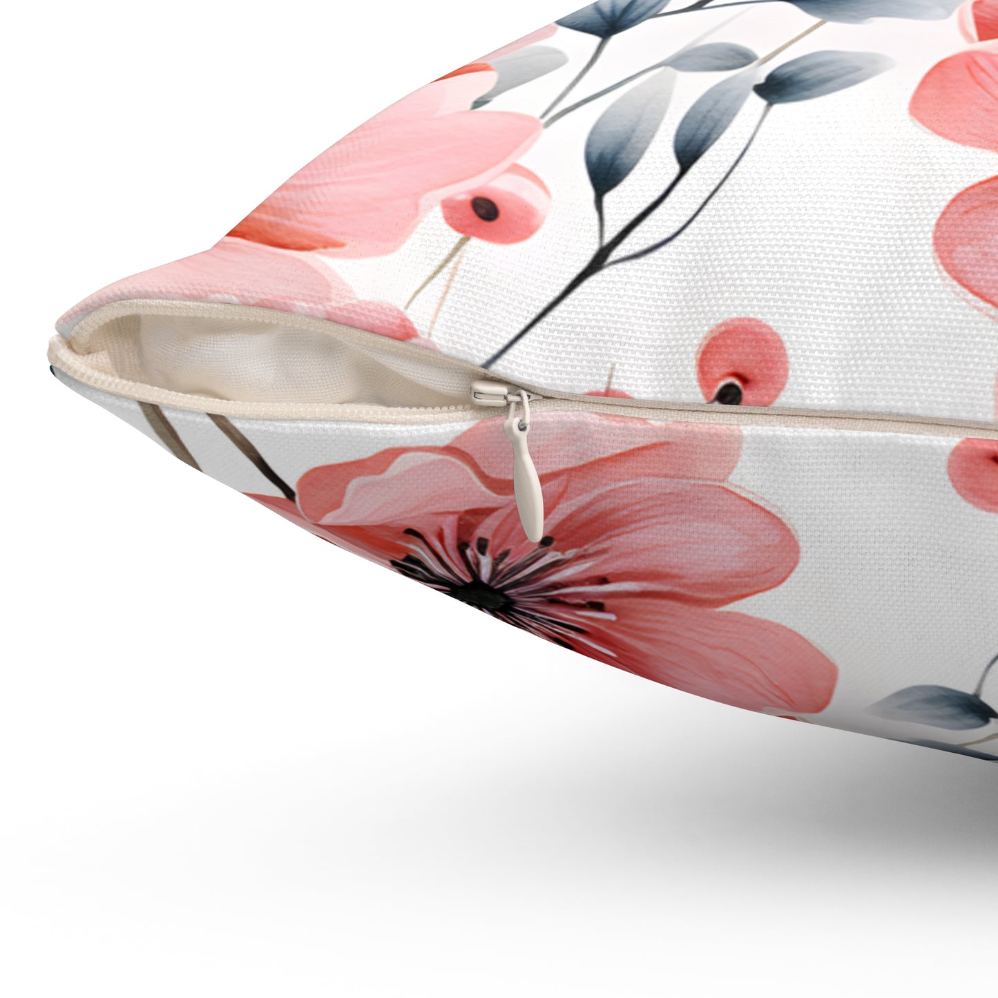 Spun Polyester Square Pillow, Floral Cushion