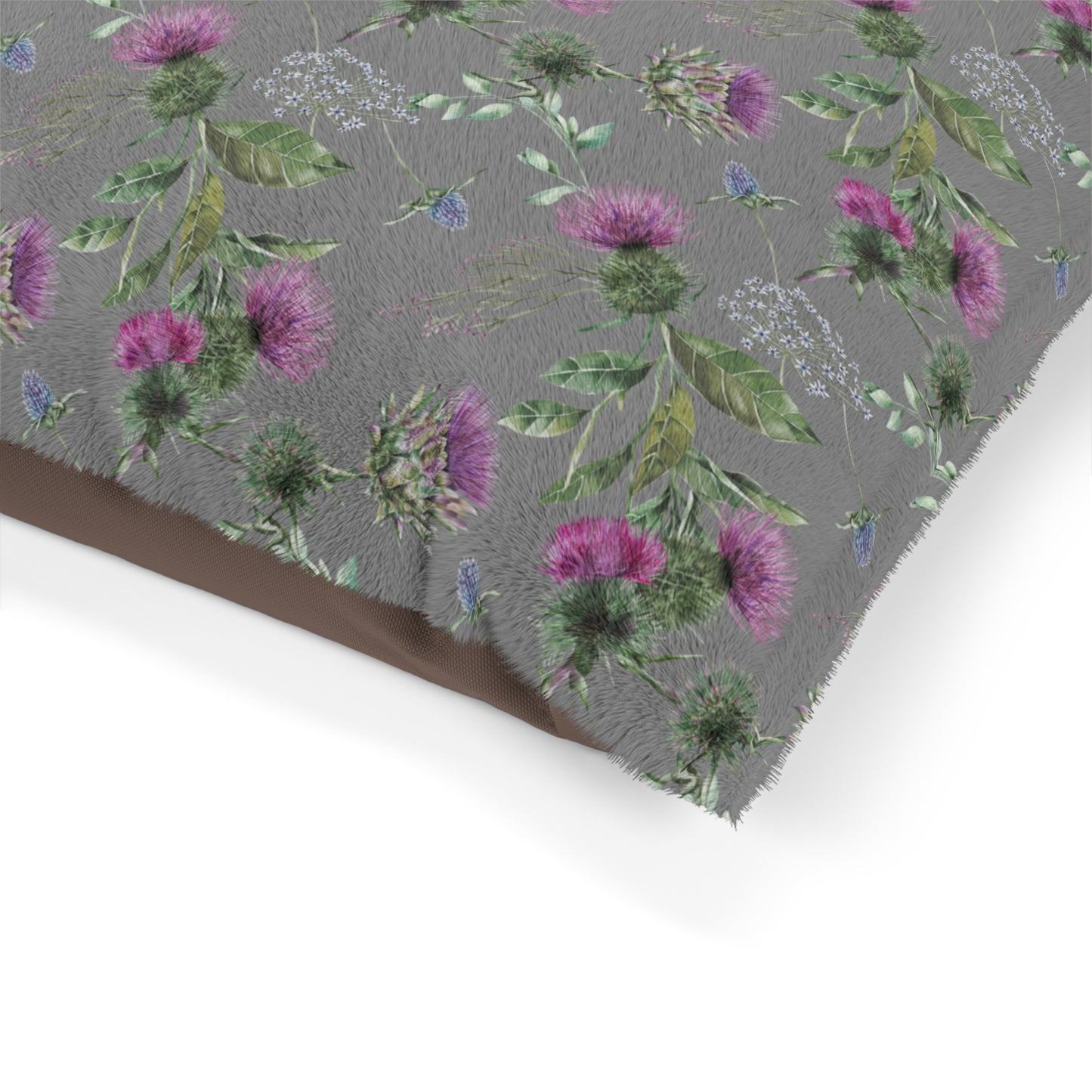 Luxury Pet Bed, feather soft fleece, Scottish Floral  Thistle