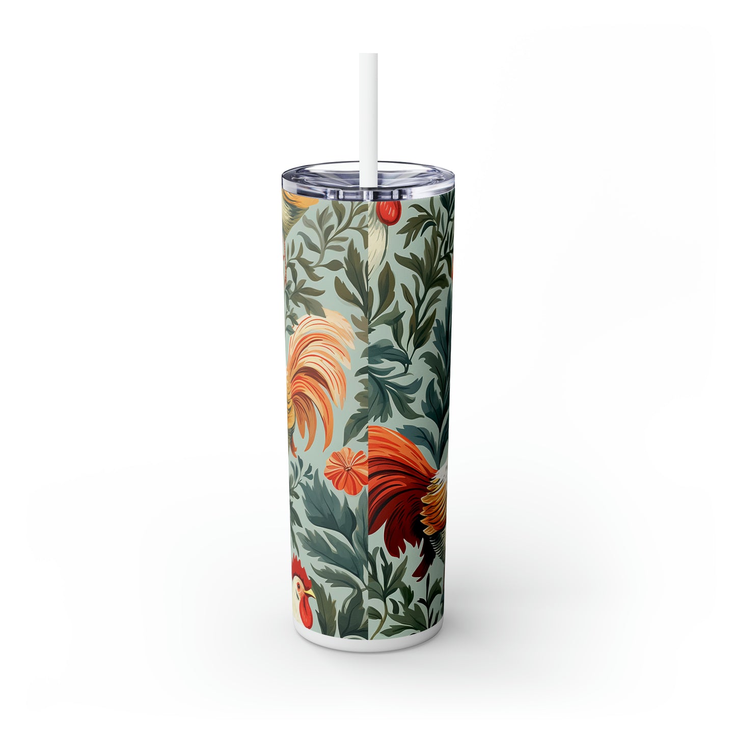 Skinny Tumbler with Straw, 20oz, Rooster