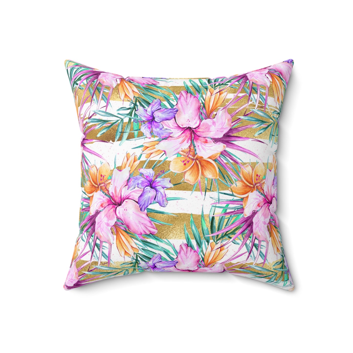 Spun Polyester Square Pillow, Summer Floral Cushion