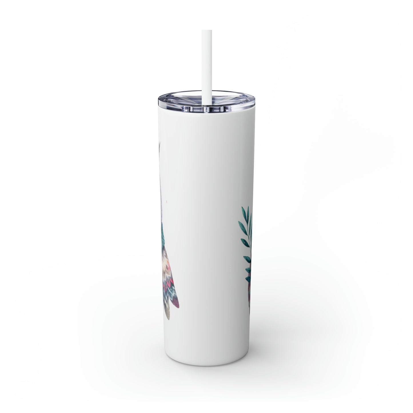 Skinny Tumbler with Straw, 20oz, Owl