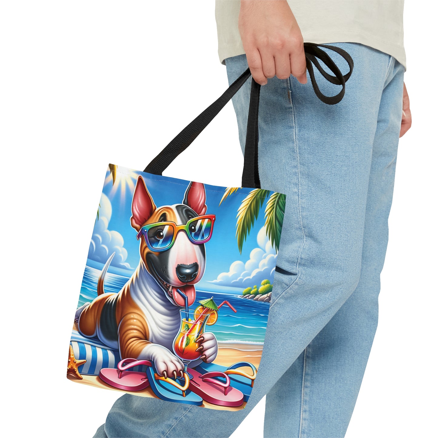 Tote Bag, Dog on Beach, Bull Terrier, Tote bag,  awd-1201