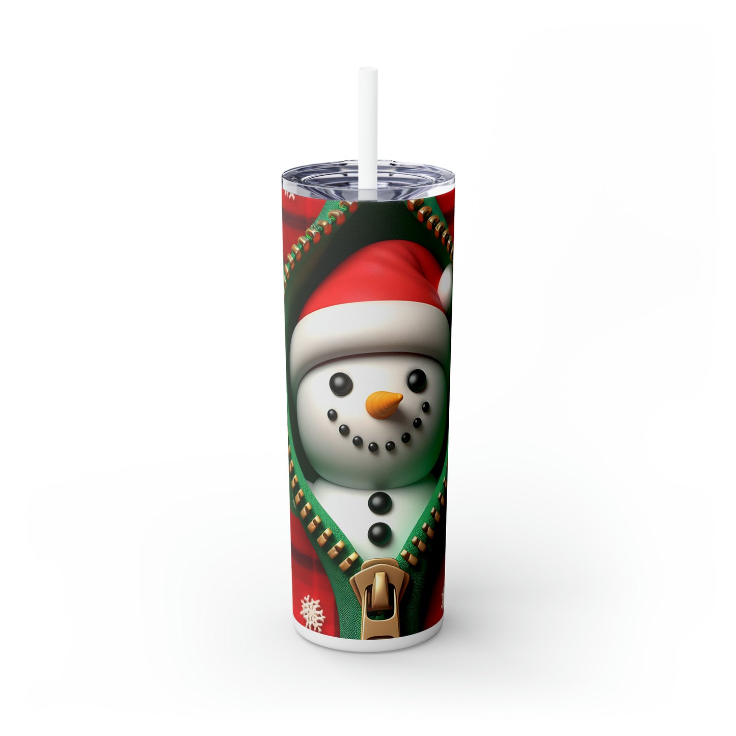 Skinny Tumbler with Straw, 20oz, Snowman