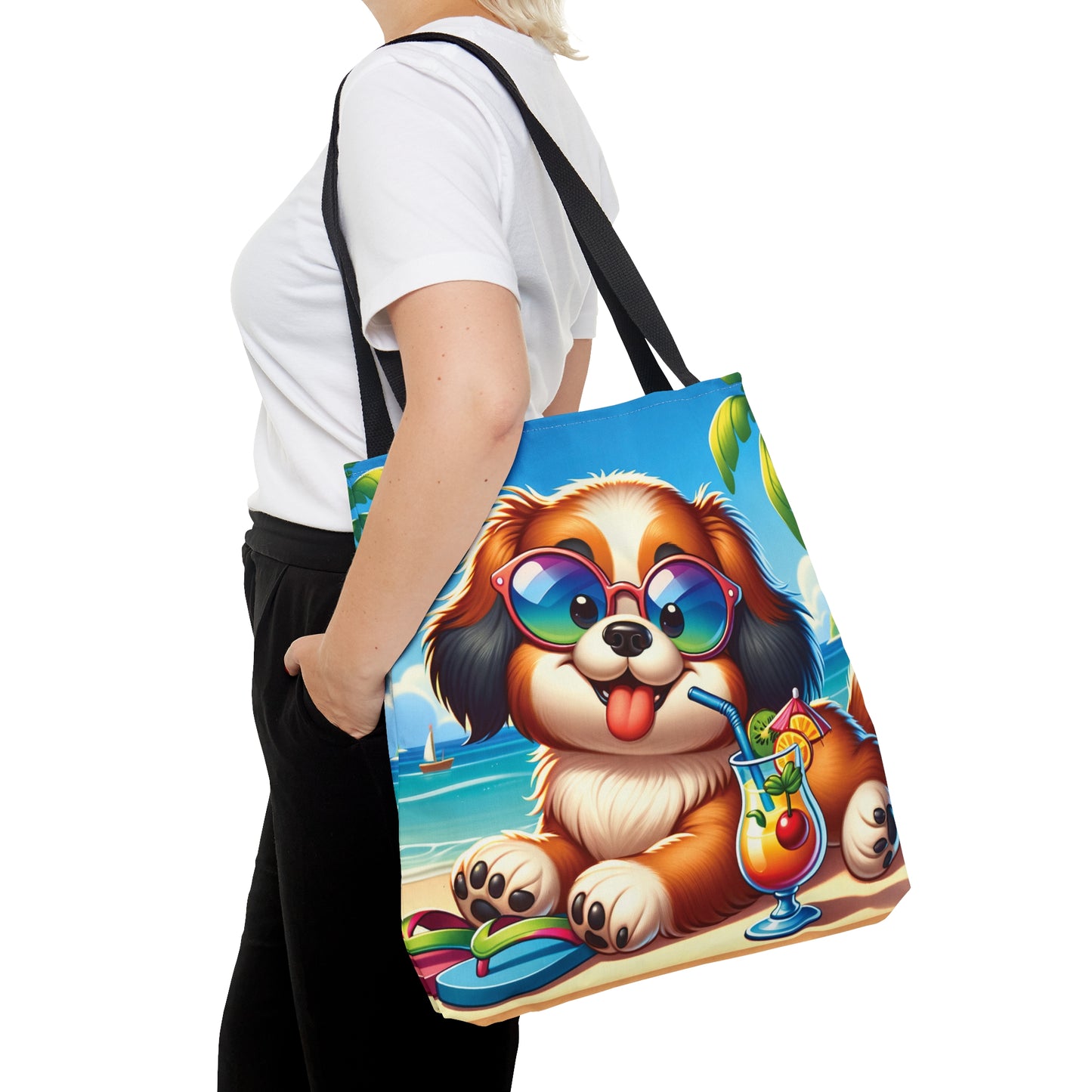 Tote Bag, Dog on Beach, Tibetan Spaniel, Tote bag, awd-1252