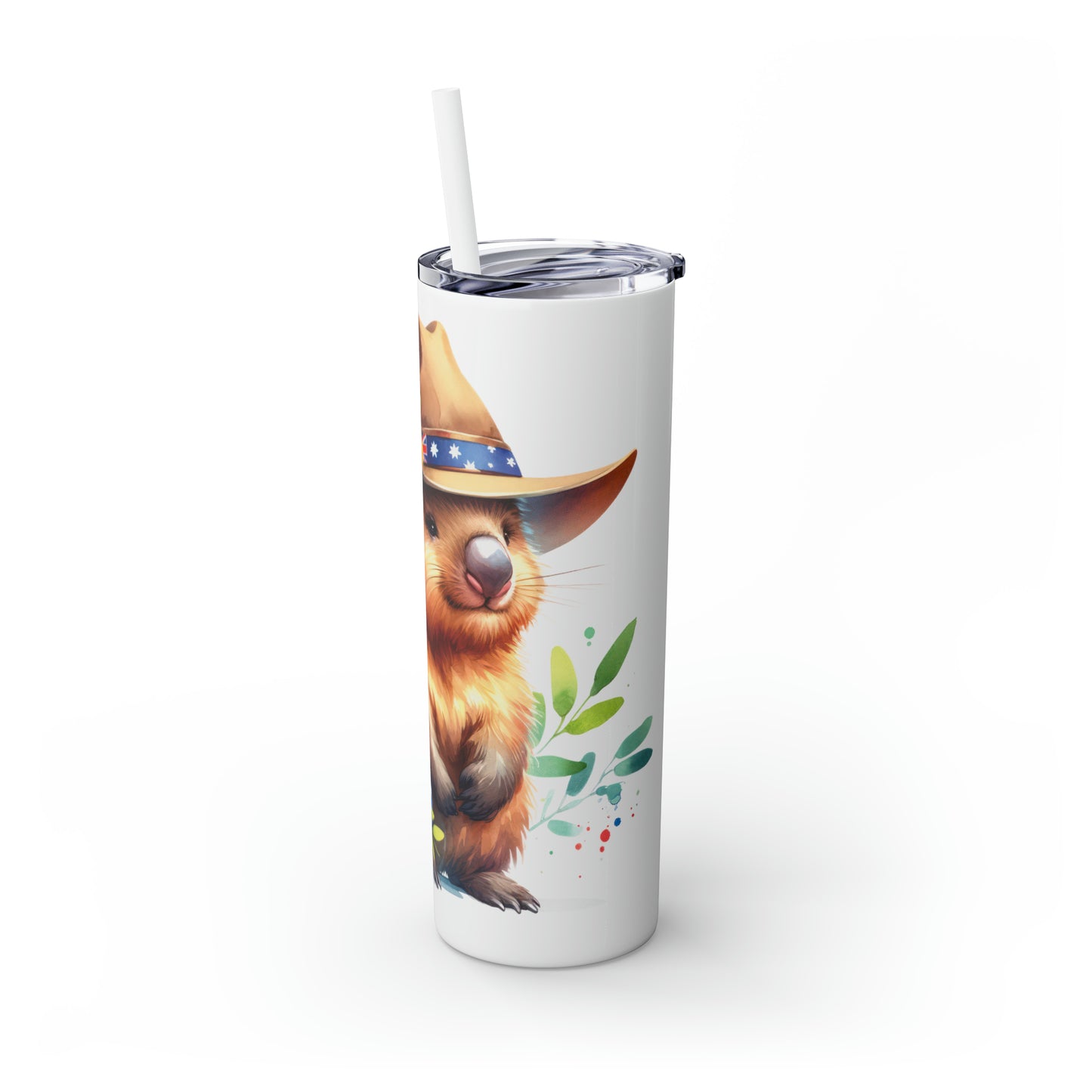 Skinny Tumbler with Straw, 20oz, Australian Animal, Wombat, awd-1323