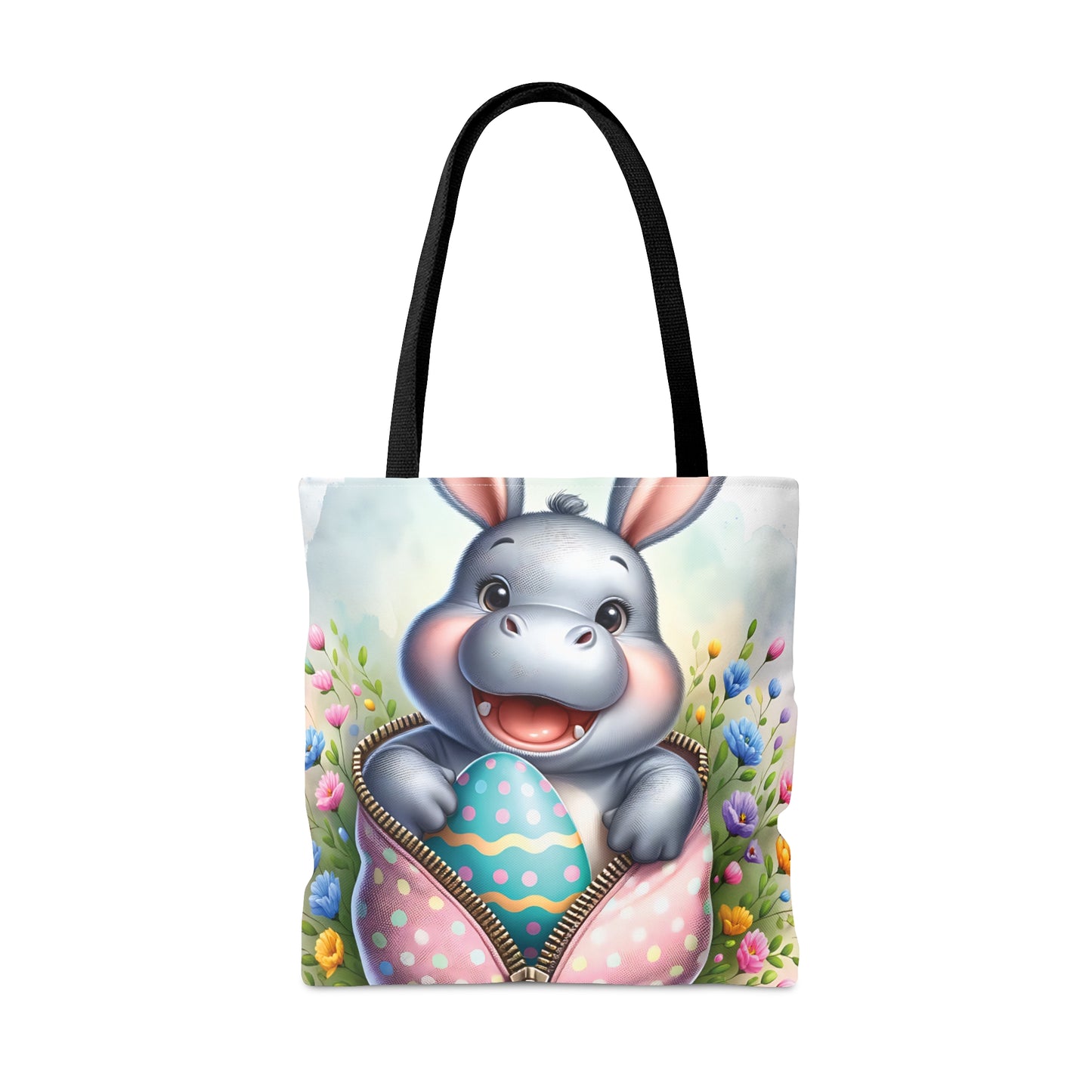 Tote Bag, Easter, Cute Hippo with Bunny ears, Personalised/Non-Personalised Tote bag