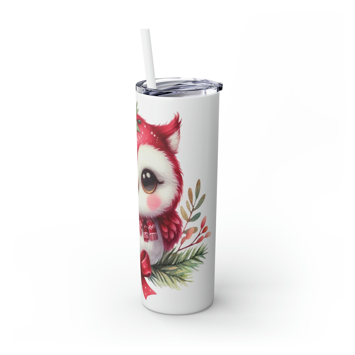 Skinny Tumbler with Straw, 20oz, Owl