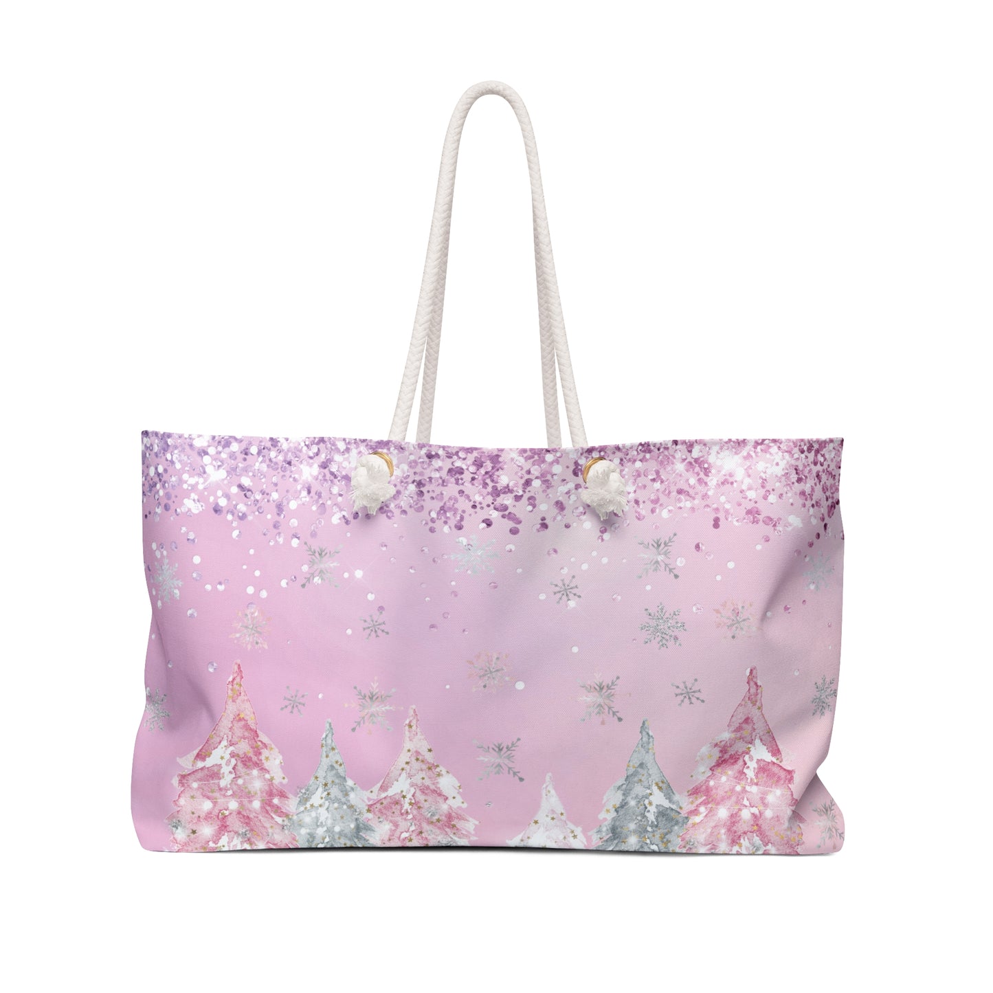 Personalised/Non-Personalised Weekender Bag, Pink Christmas, Large Weekender Bag, Beach Bag, Book Bag