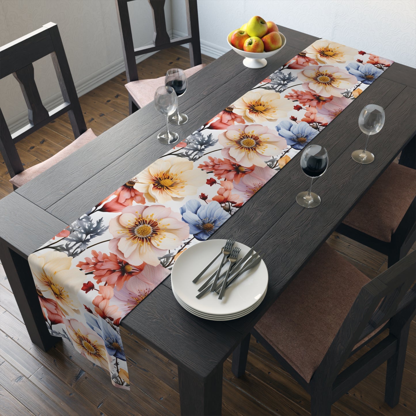 Floral Table Runner, Cotton Twill and Poly Available