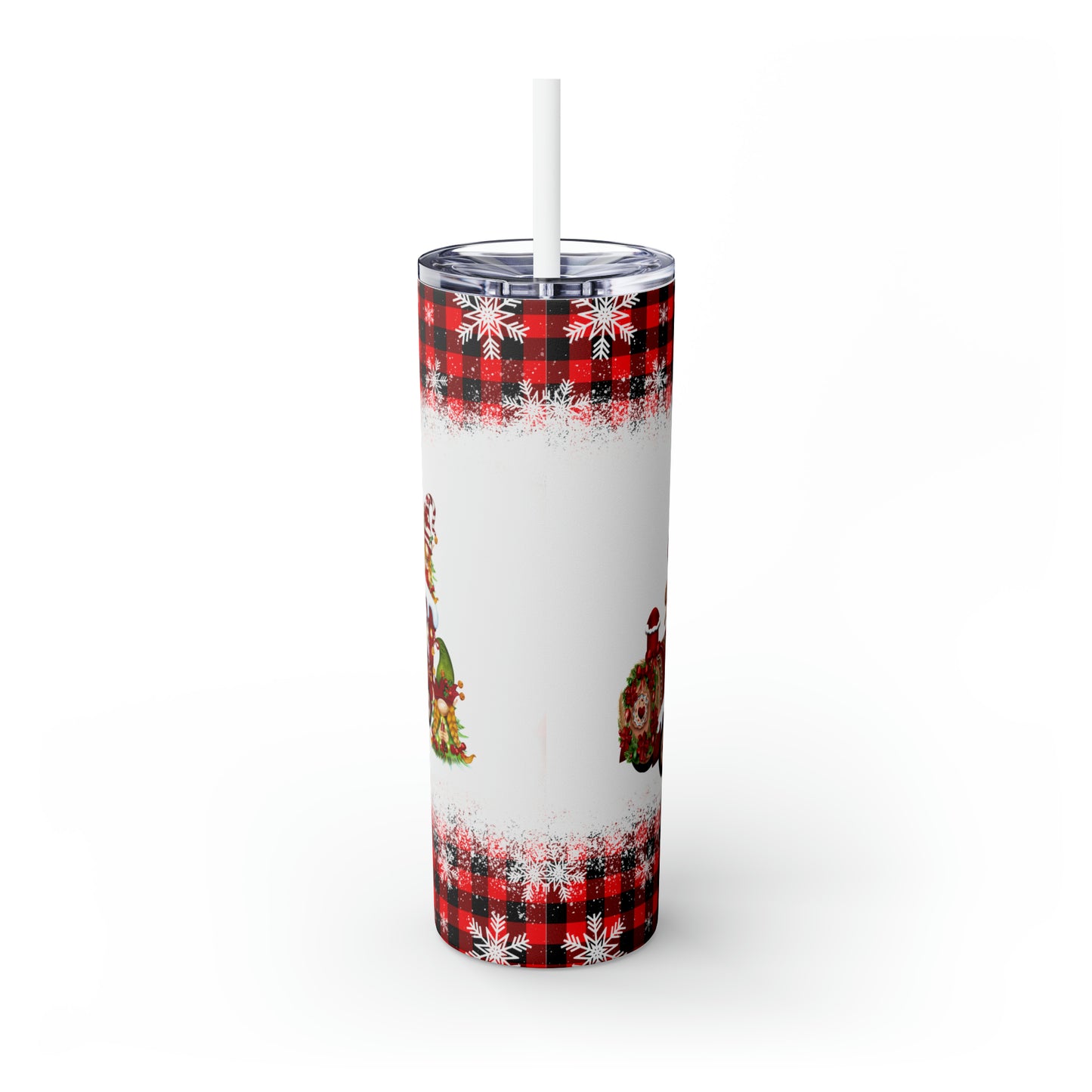 Skinny Tumbler with Straw, 20oz, Christmas Train, awd-034