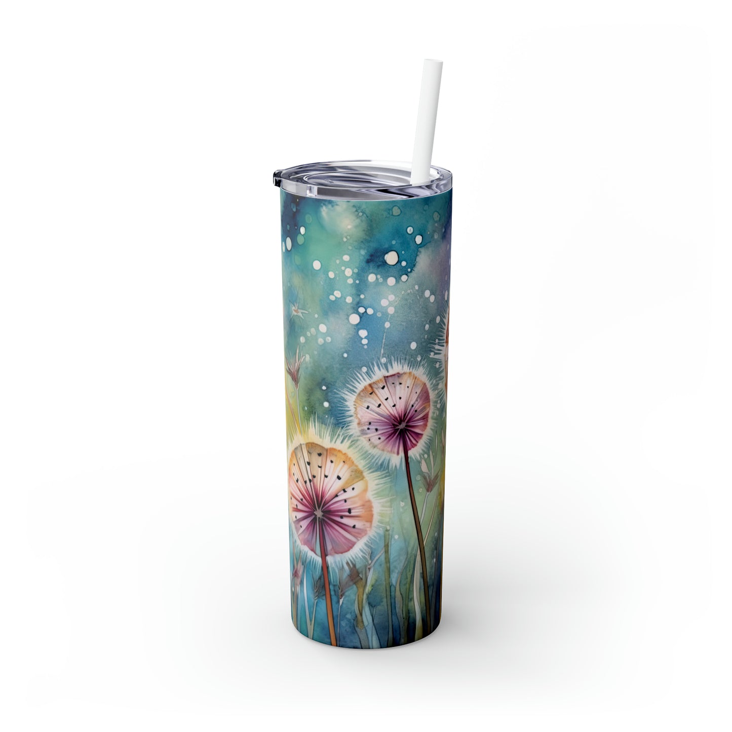 Skinny Tumbler with Straw, 20oz, Dandelions