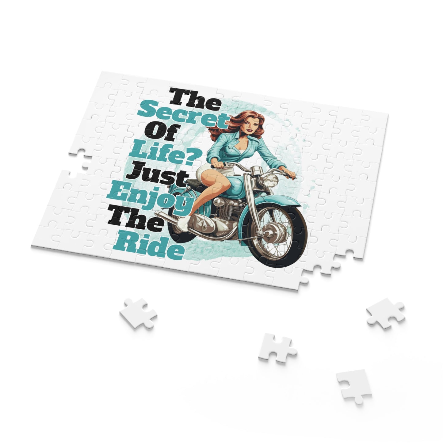 Personalised/Non-Personalised Puzzle, Motorbike, The Secret of Life, Just enjoy the Ride (120, 252, 500-Piece)