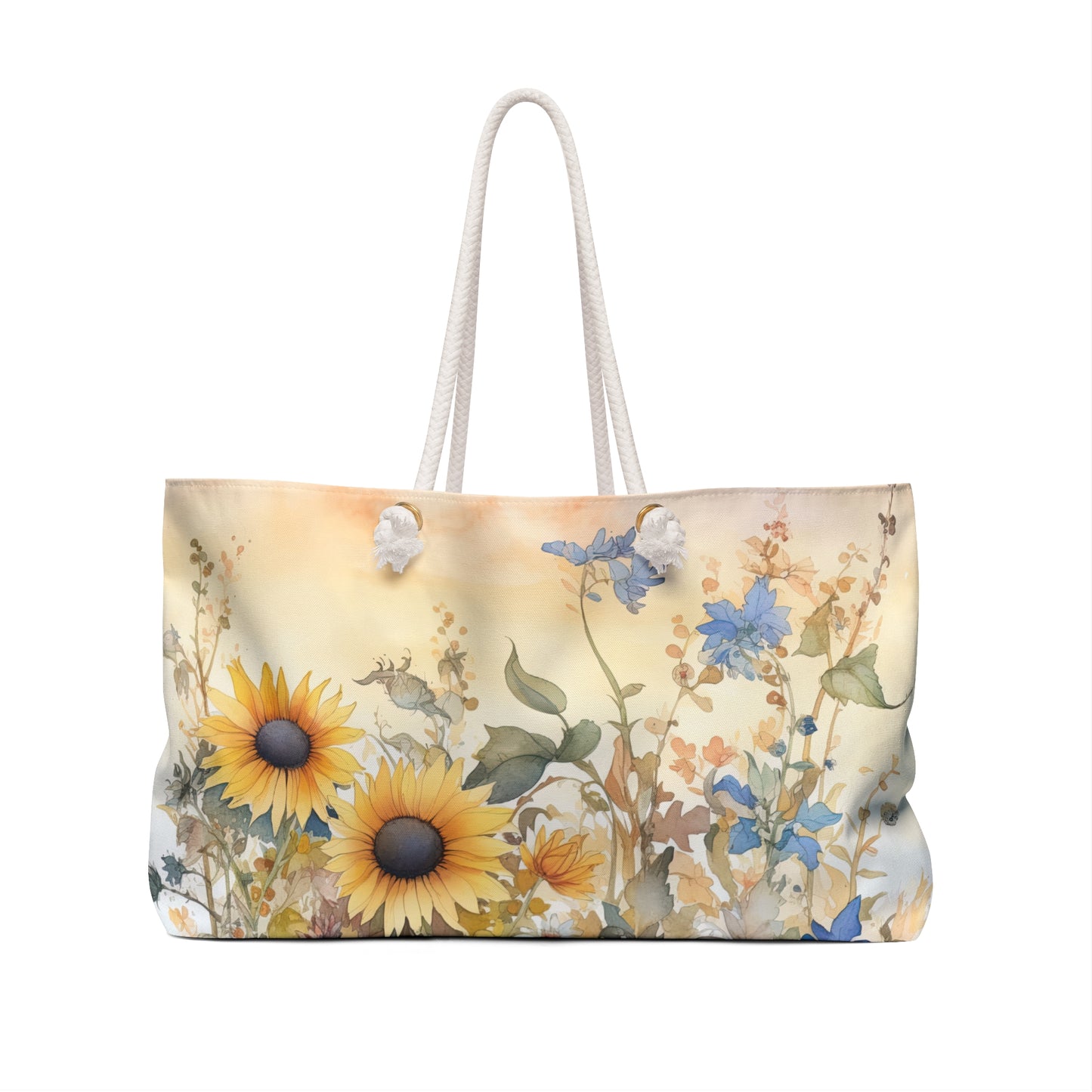 Personalised/Non-Personalised Weekender Bag, Floral, Sunflowers, Weekender Bag, Beach Bag, Book Bag