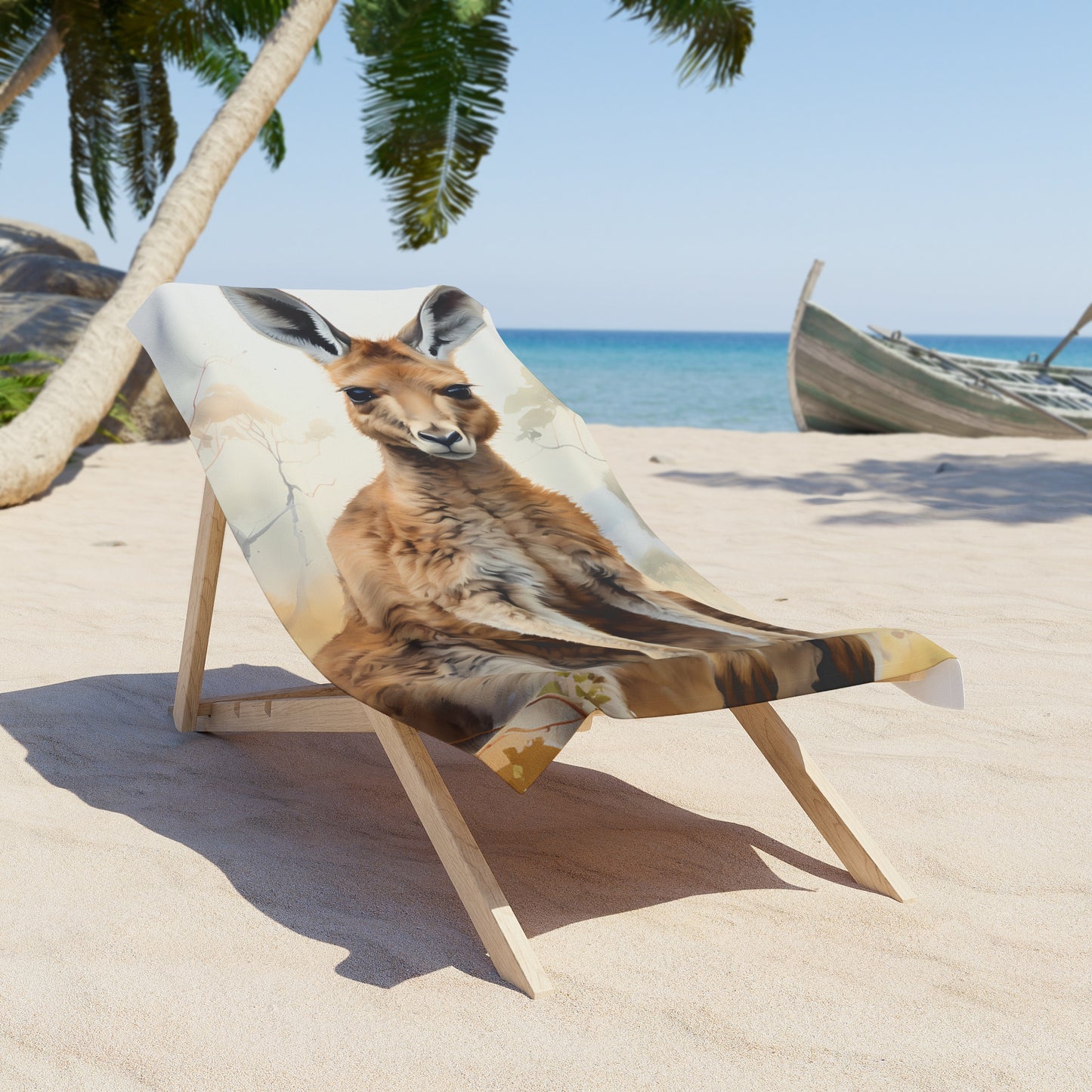 Kangaroo Beach Towel, Summer Towel, Poolside Essential, Animal Print Towel, Travel Accessory, Perfect Gift for Beach Lovers AWD005