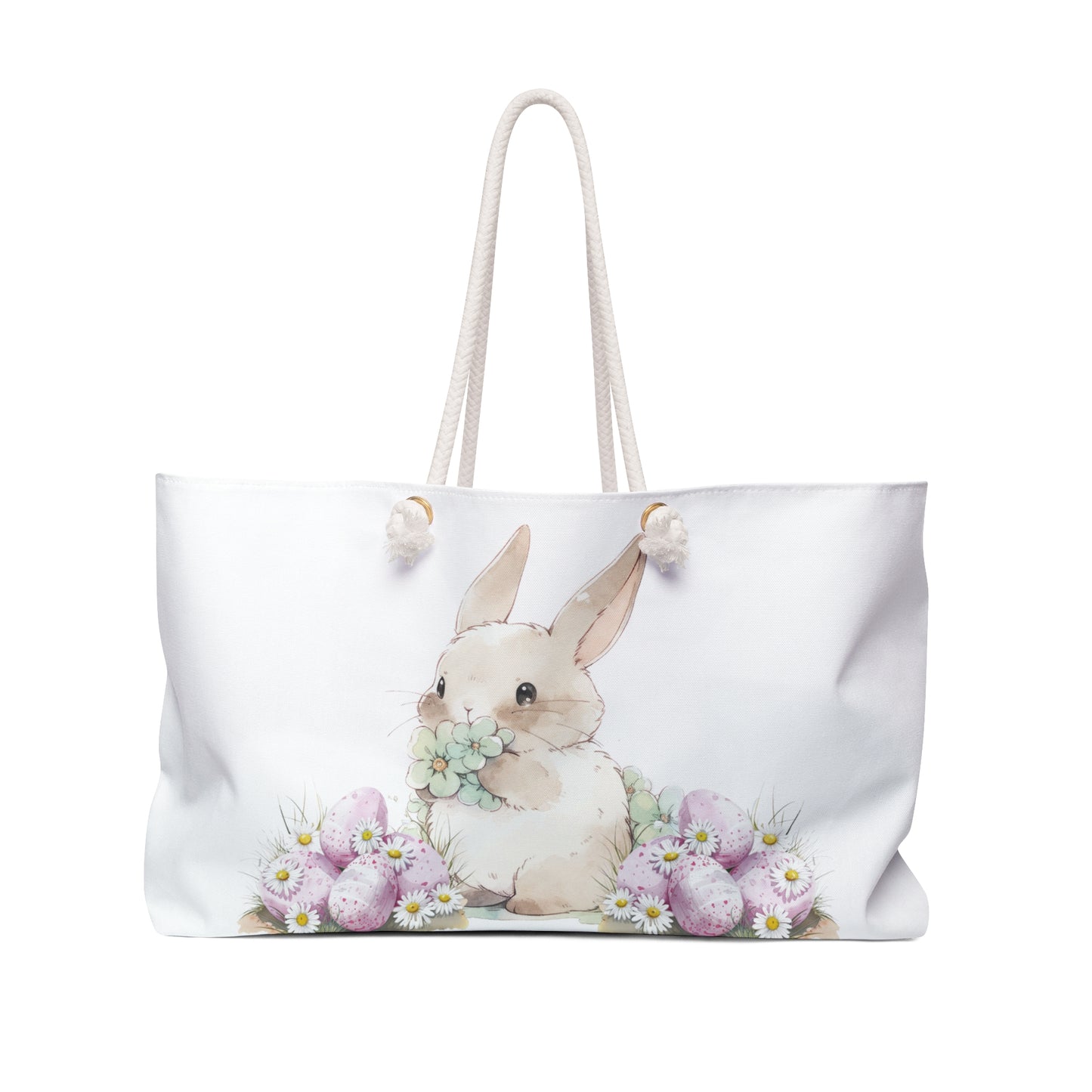 Personalised/Non-Personalised Weekender Bag, Easter Bunny, Rabbit, Large Weekender Bag, Beach Bag, Book Bag