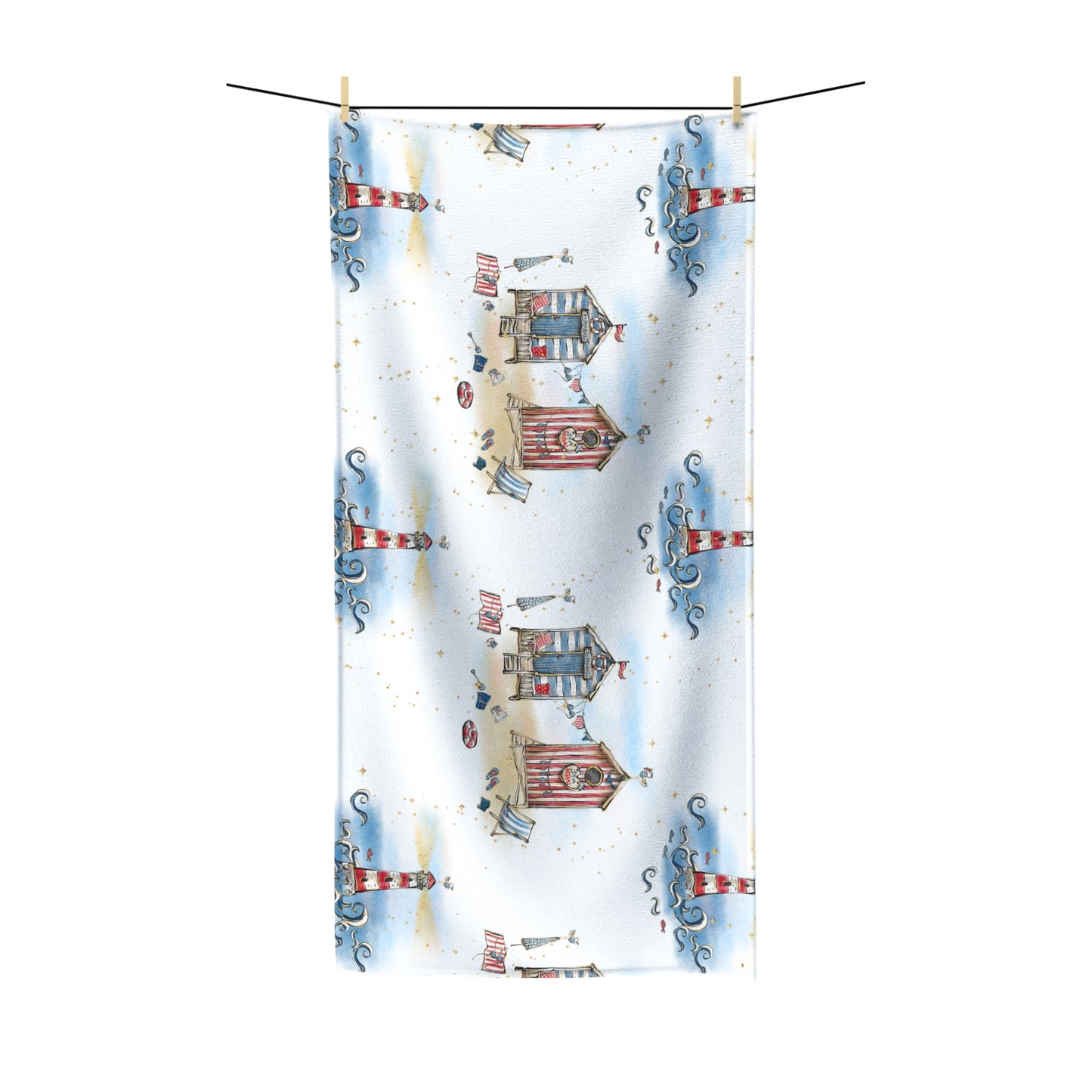 Beach Towel, Beach Huts, Polycotton Towel