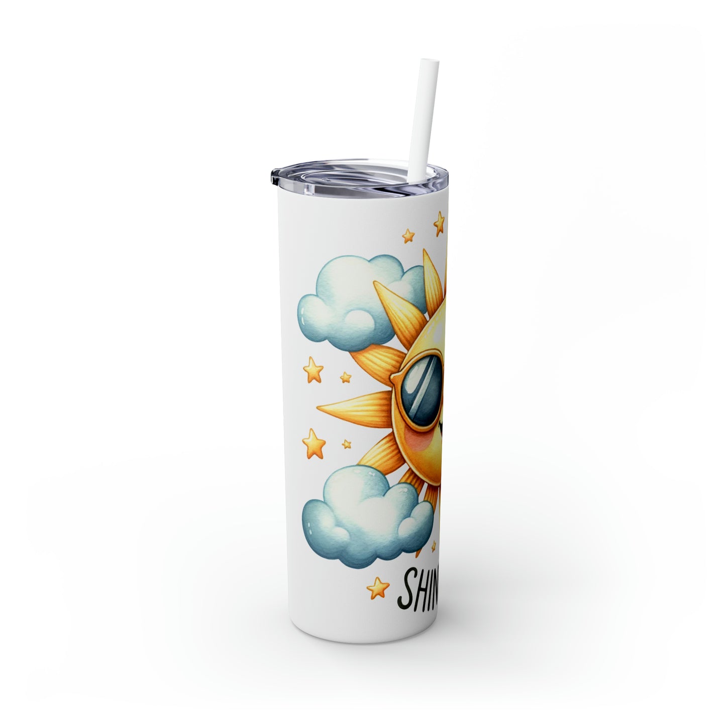 Skinny Tumbler with Straw, 20oz, Sun, Shine On