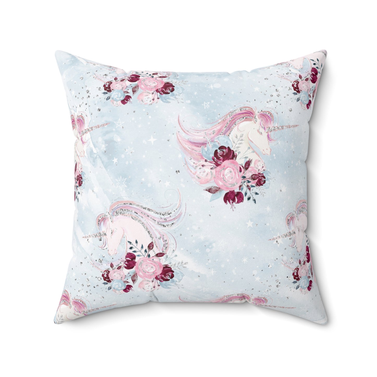 Spun Polyester Square Pillow, Unicorn Cushion