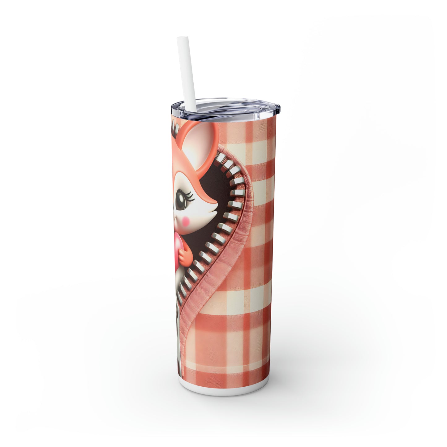 Skinny Tumbler with Straw, 20oz, Fox, Valentines Day, awd-949