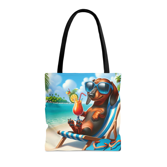 Tote Bag, Dog on Beach, Dachshund, Tote bag, awd-1208