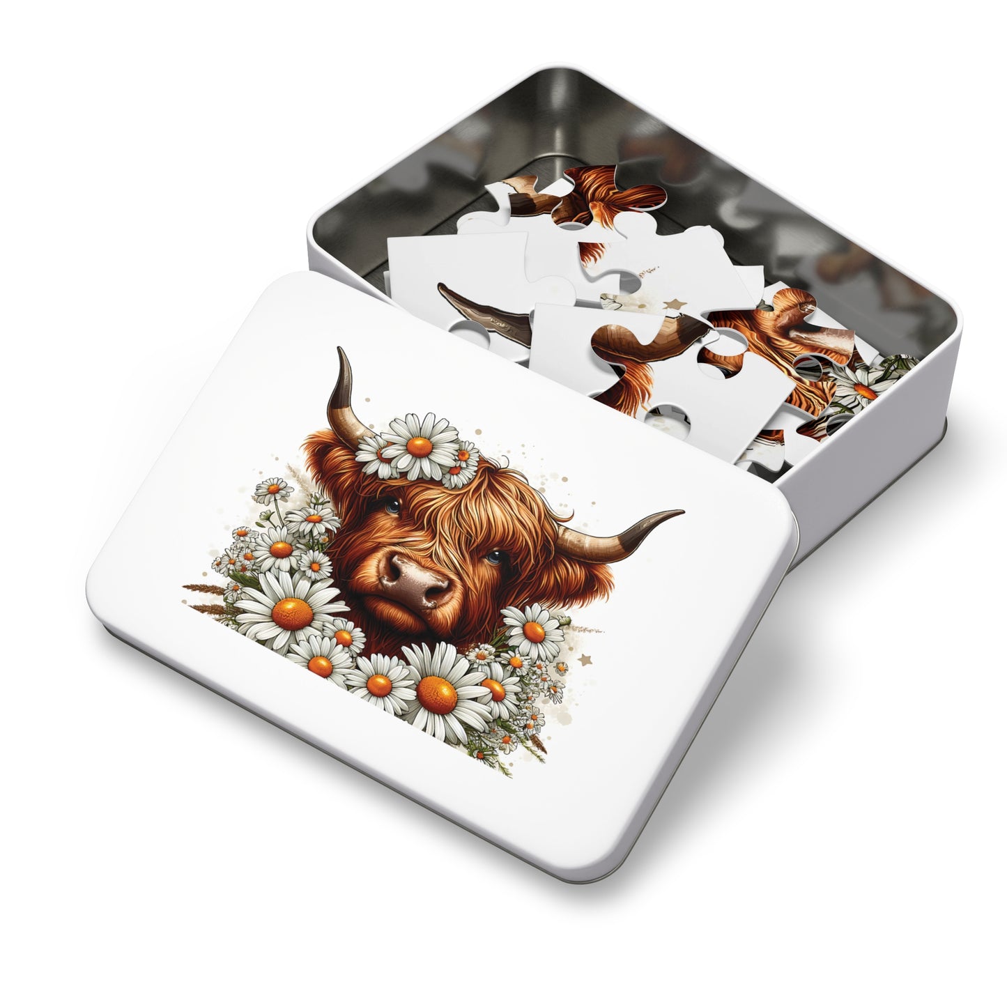 Jigsaw Puzzle, Highland Cow, Personalised/Non-Personalised (30, 110, 252, 500,1000-Piece)