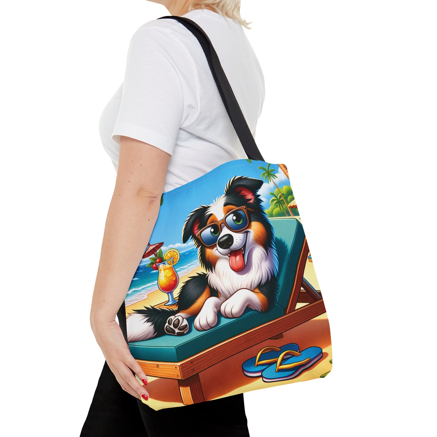 Tote Bag, Dog on Beach, Border Collie, Tote bag,  awd-1102