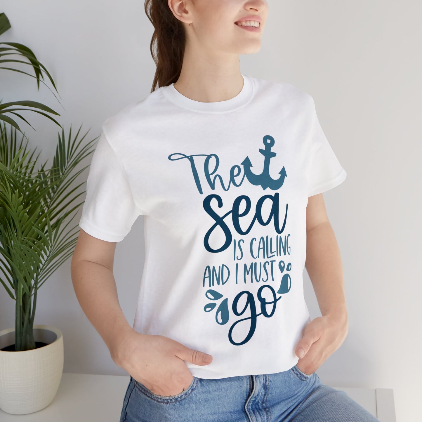 Unisex Jersey Short Sleeve Tee, Cruise Tee, The Sea is Calling, 100% Cotton, Light Fabric 142 g/m²