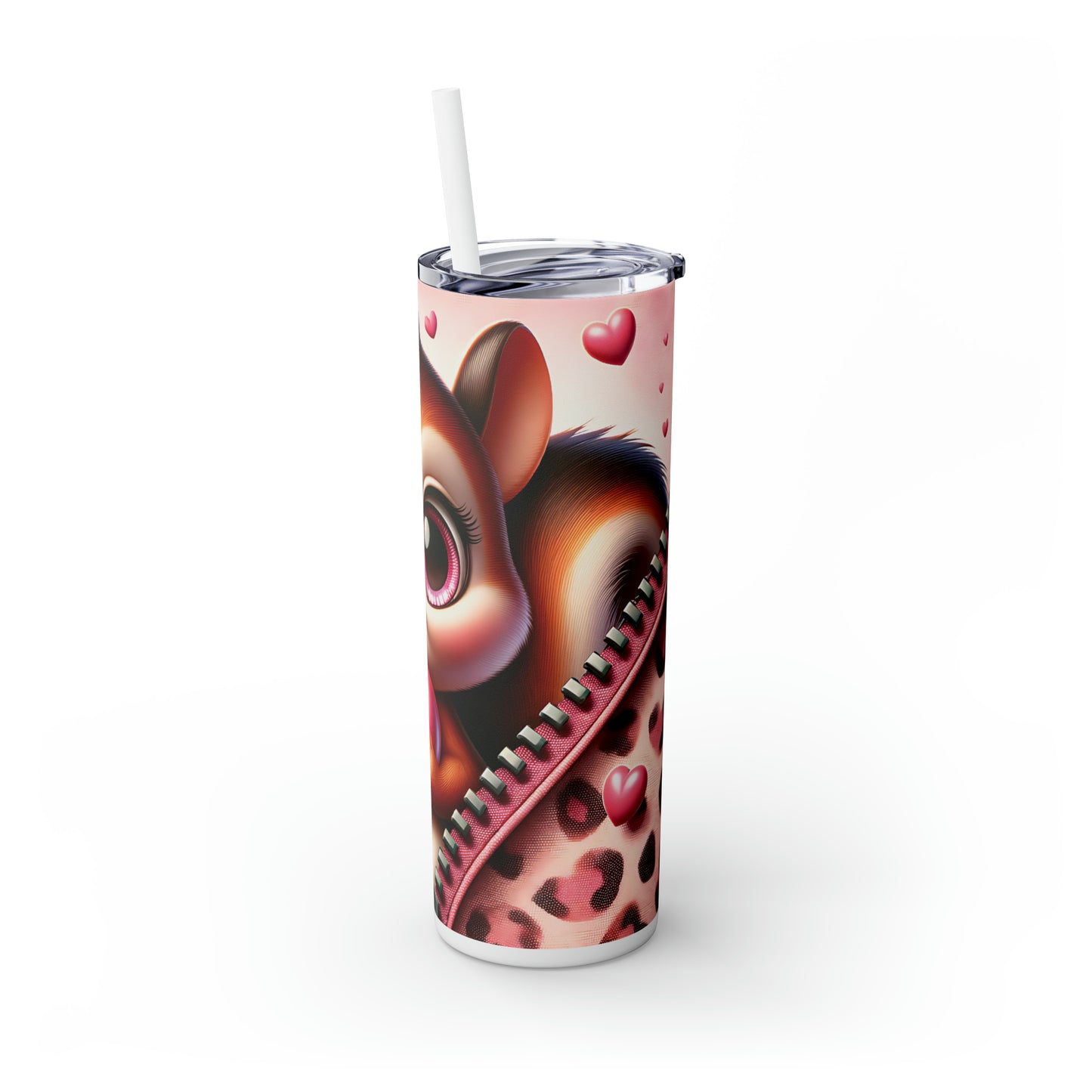 Skinny Tumbler with Straw, 20oz, Chipmunk, Valentines Day, awd-767