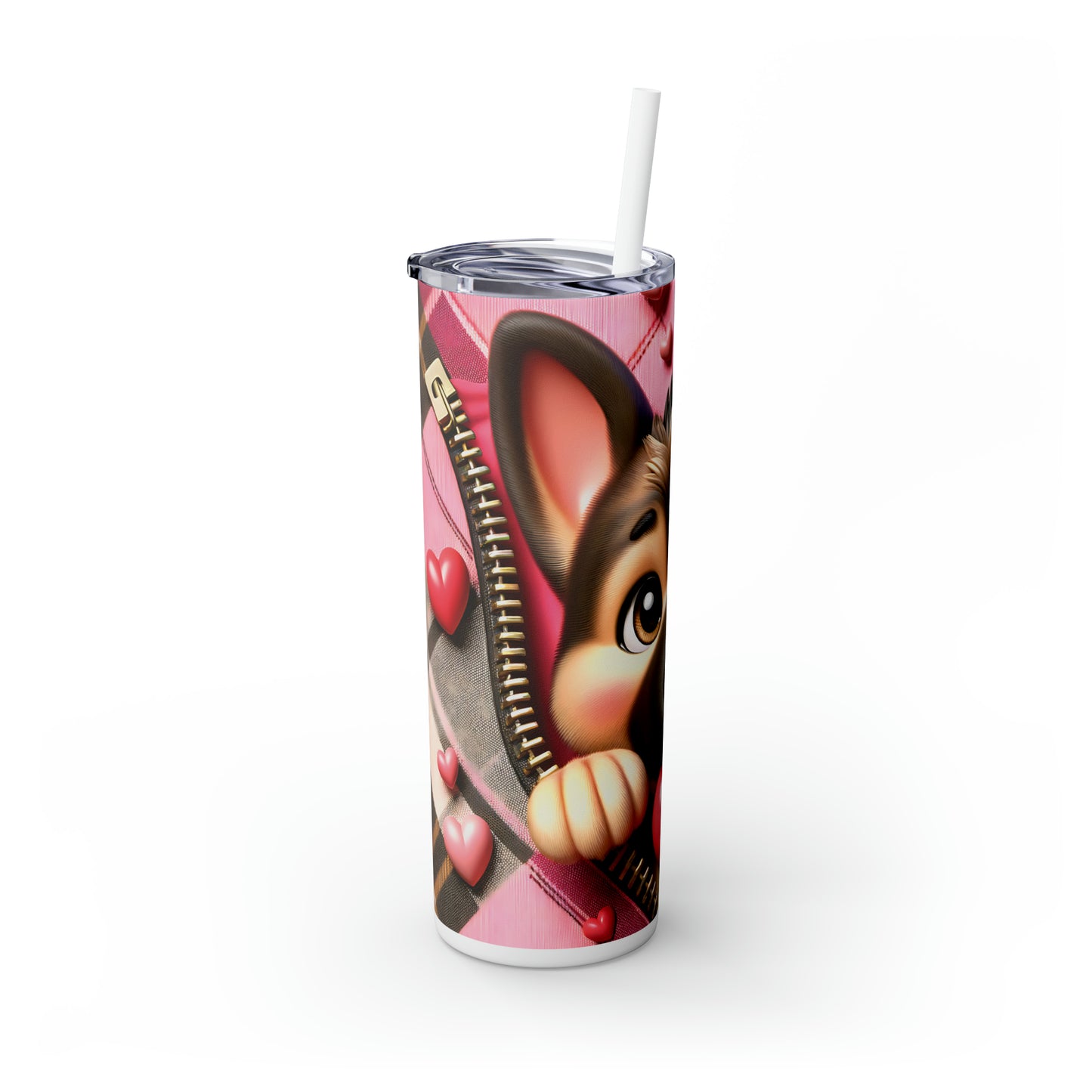 Skinny Tumbler with Straw, 20oz, Dog, Valentines Day, awd-1130