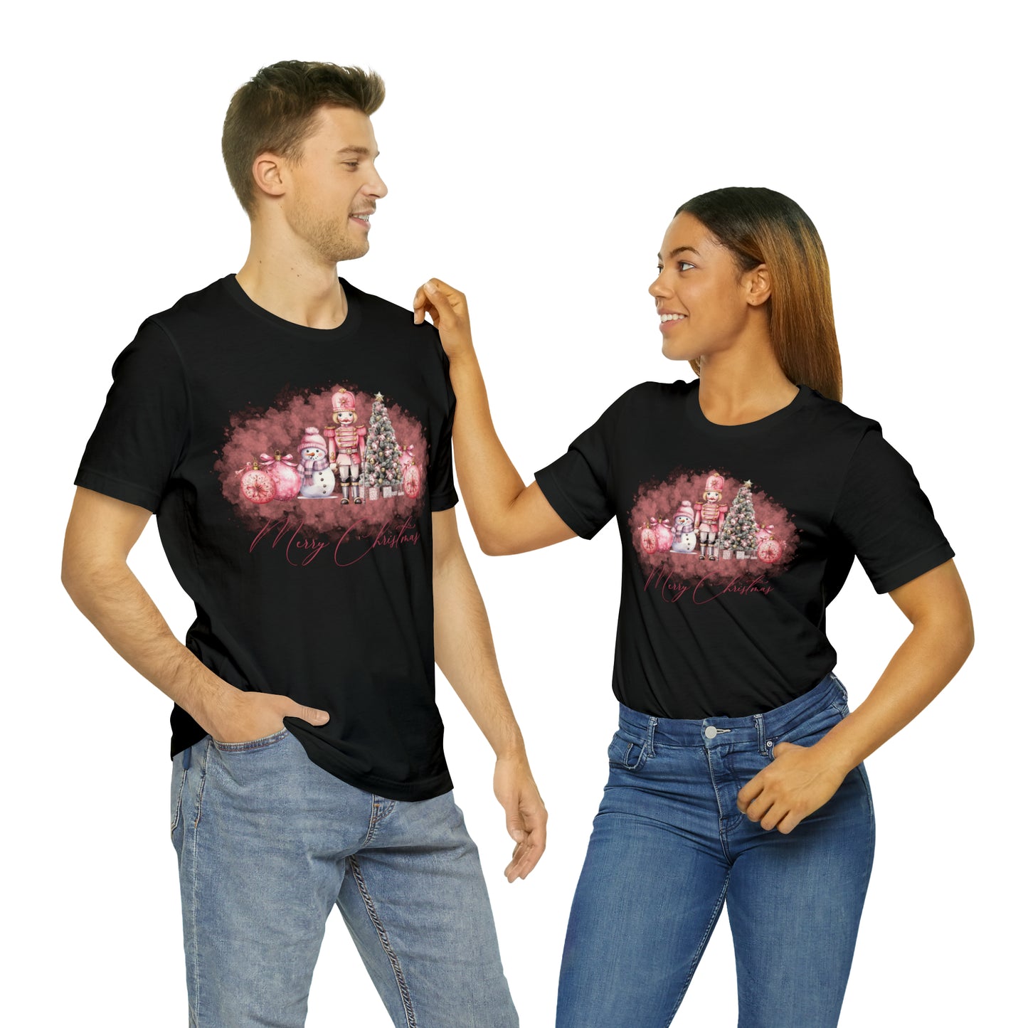 Unisex Adults Jersey Short Sleeve Tee Pink Christmas, Nutcracker, Christmas T-shirt