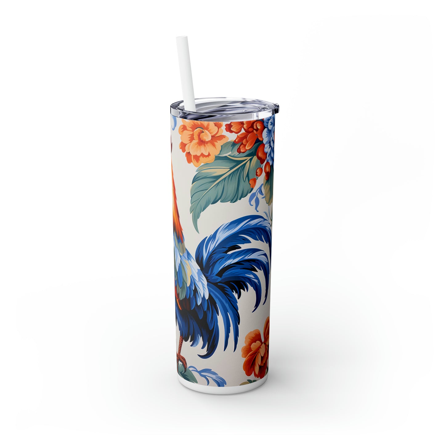 Skinny Tumbler with Straw, 20oz, Rooster