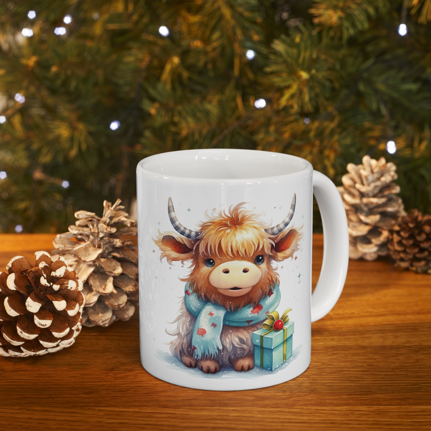 Personalised/Non Personalised Highland Cow, Ceramic Mug 11oz, Highland Cow Mug