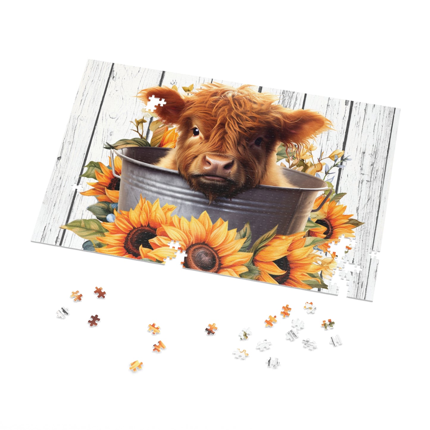 Jigsaw Puzzle, Highland Cow, Personalised/Non-Personalised (30, 110, 252, 500,1000-Piece)