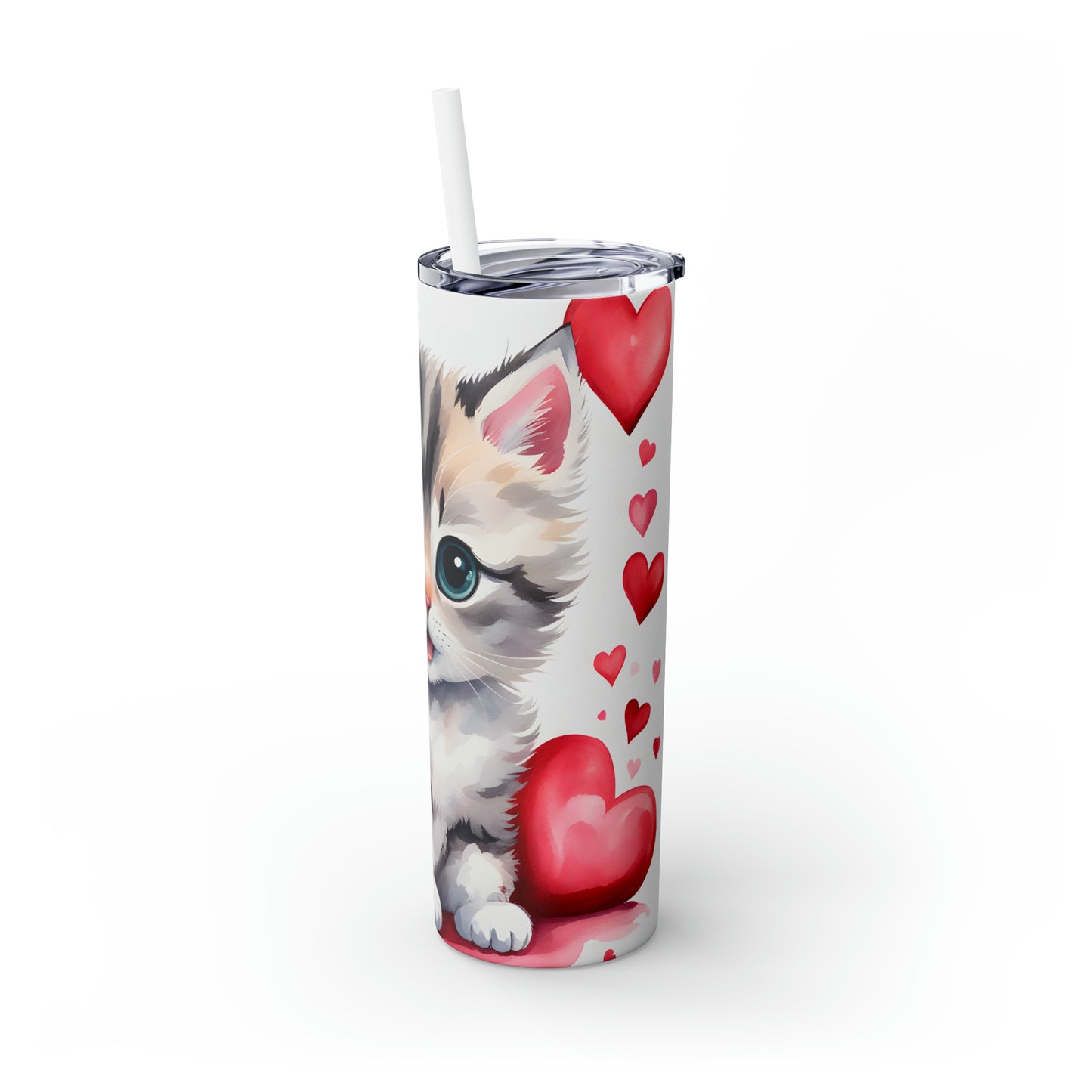 Skinny Tumbler with Straw, 20oz, Cat