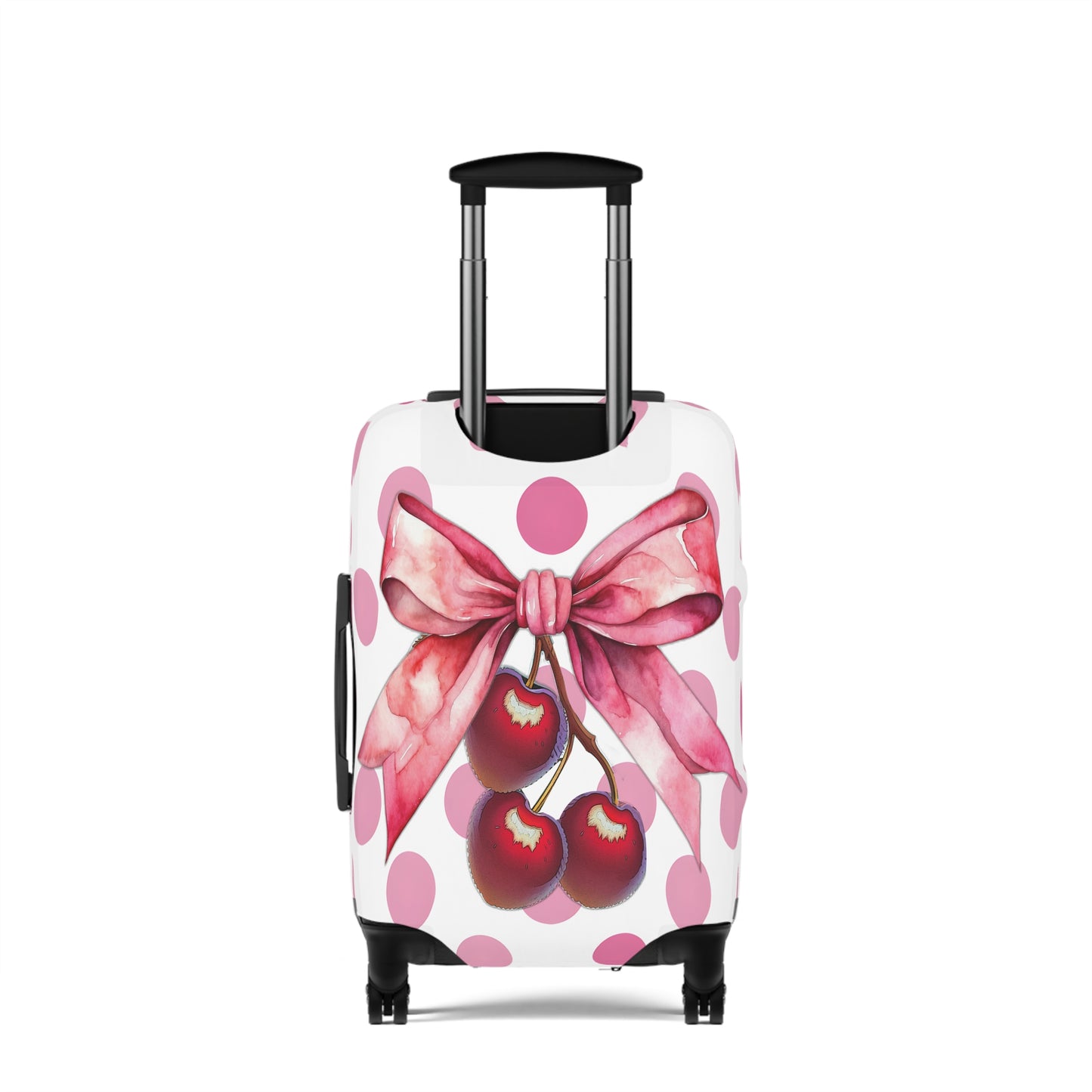 Luggage Cover, Rockabilly, Coquette, Pink Polka Dots, Cherries and Ribbon, awd-2502