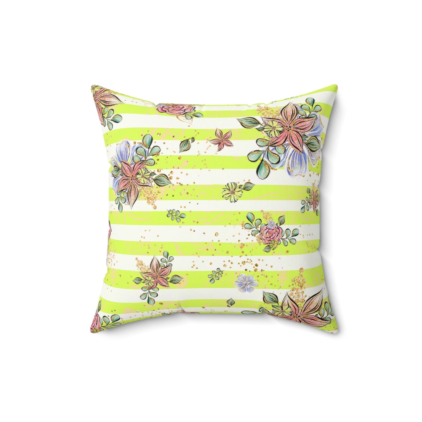 Spun Polyester Square Pillow, Floral Cushion