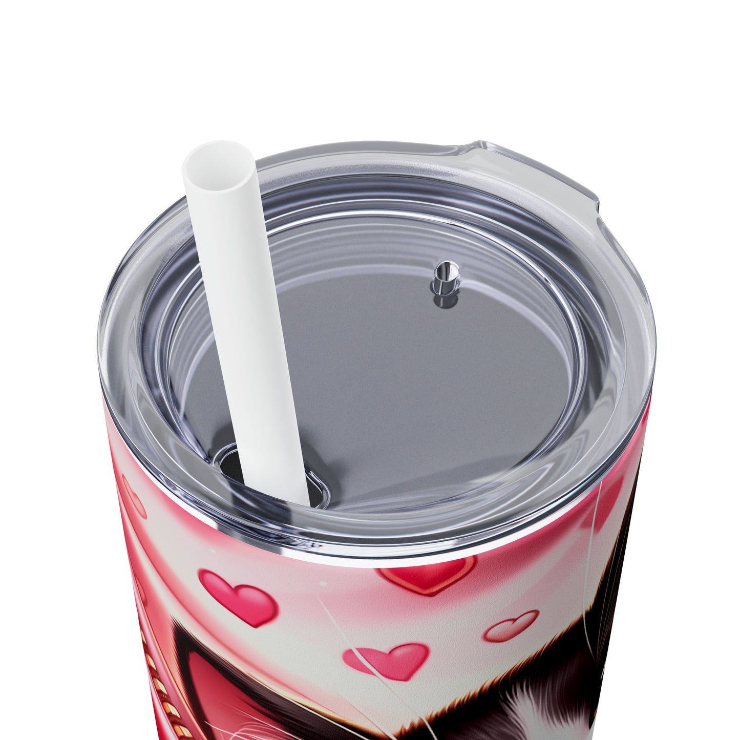 Skinny Tumbler with Straw, 20oz, Cat, Valentines Day, awd-925