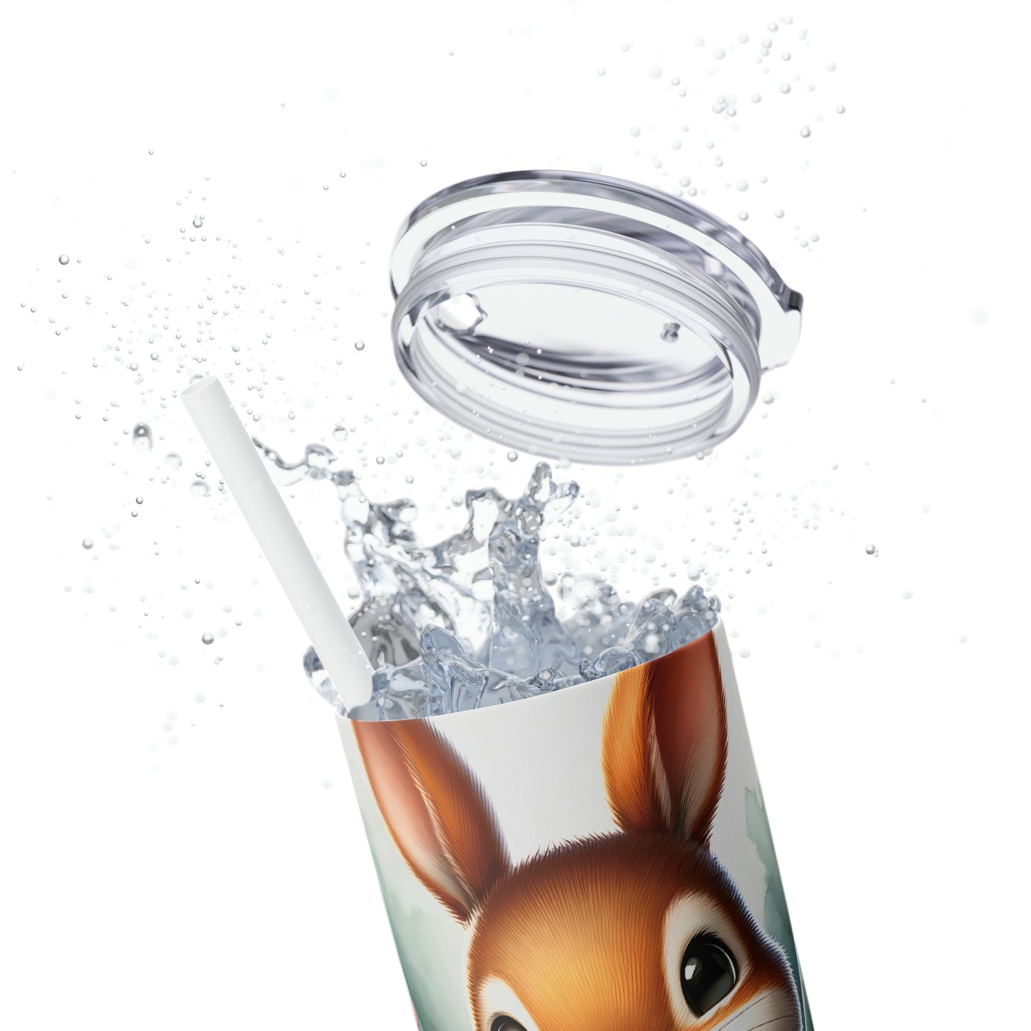 Skinny Tumbler with Straw, 20oz, Easter, Rabbit, awd-1275