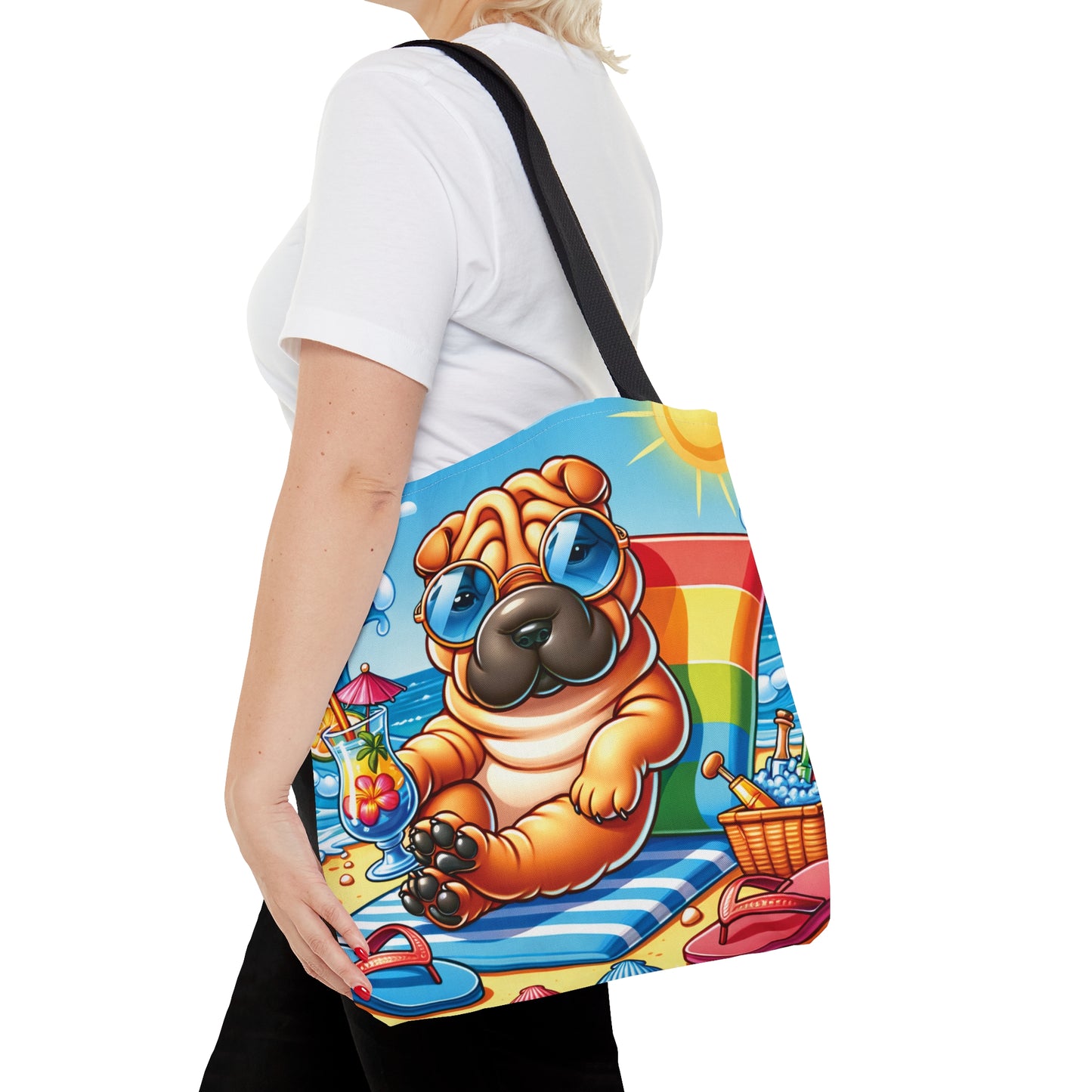 Tote Bag, Dog on Beach, Shar Pei, Tote bag, awd-1242