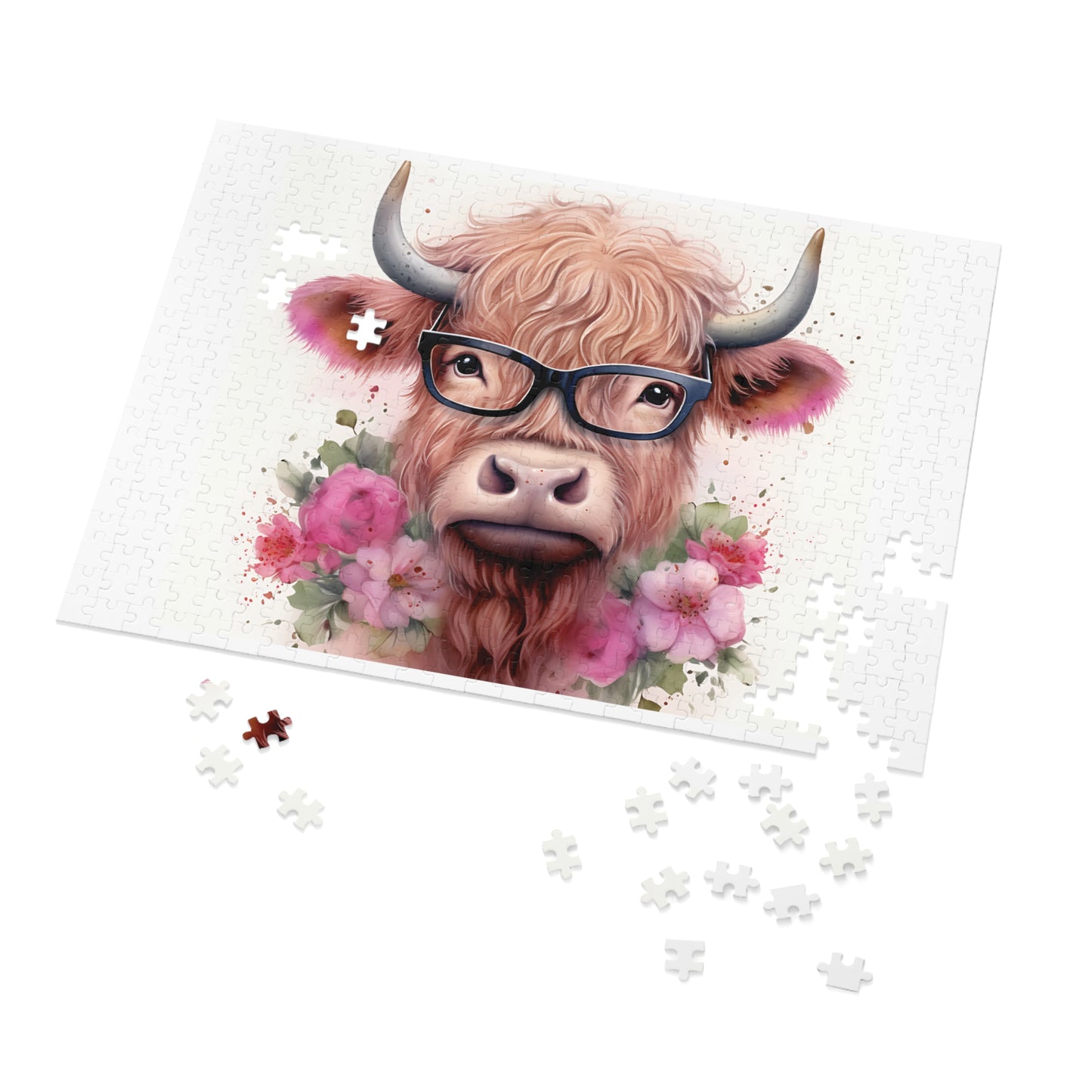 Jigsaw Puzzle, Highland Cow, Personalised/Non-Personalised (30, 110, 252, 500,1000-Piece)