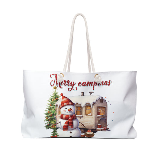 Personalised/Non-Personalised Weekender Bag, Merry Campmas, Large Weekender Bag, Beach Bag, Book Bag