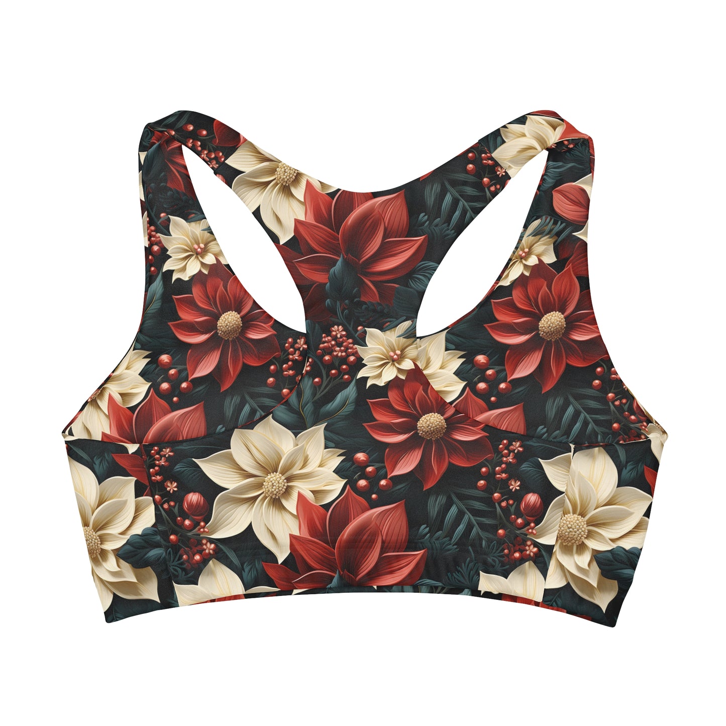 Girls' Double Lined Seamless Sports Bra, Poinsettia